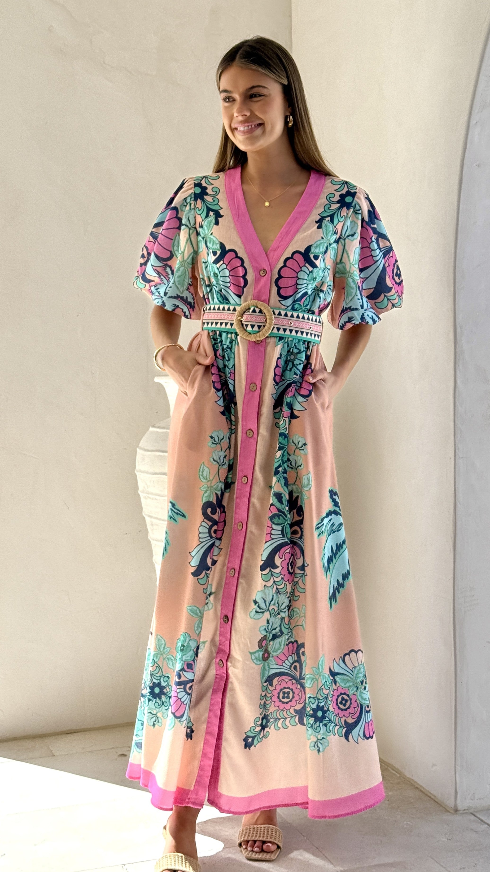 Dali Maxi Dress - Island Bloom Pink - Billy J