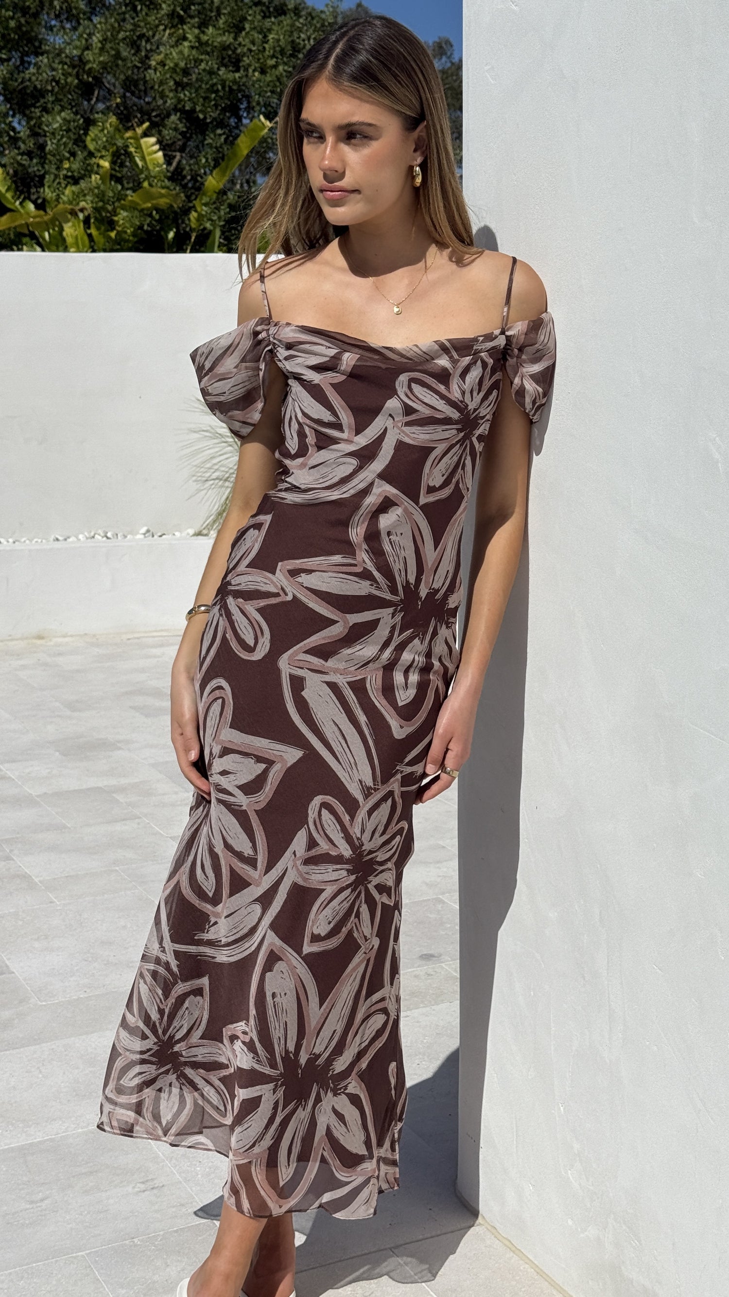 Adrianna Maxi Dress - Brown Floral - Billy J