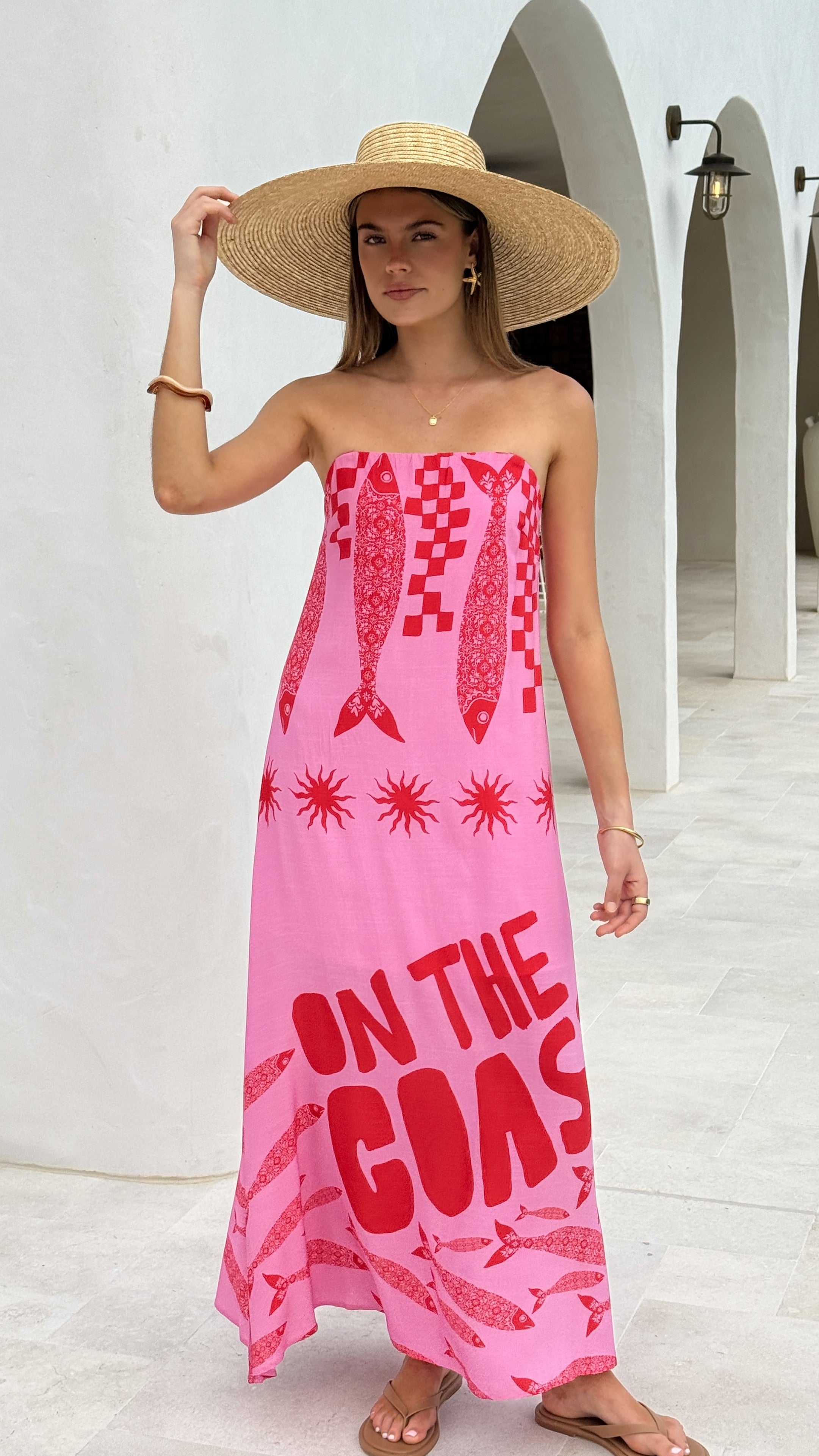 Elidie Maxi Dress - Pink/Red Tide - Billy J