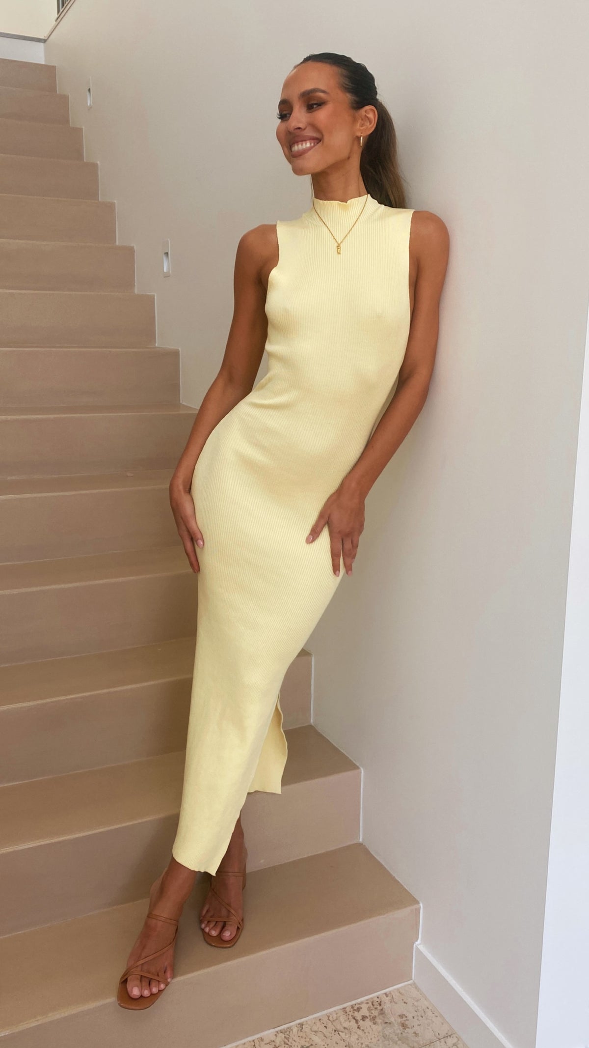 Mae Knit Dress - Yellow - Billy J