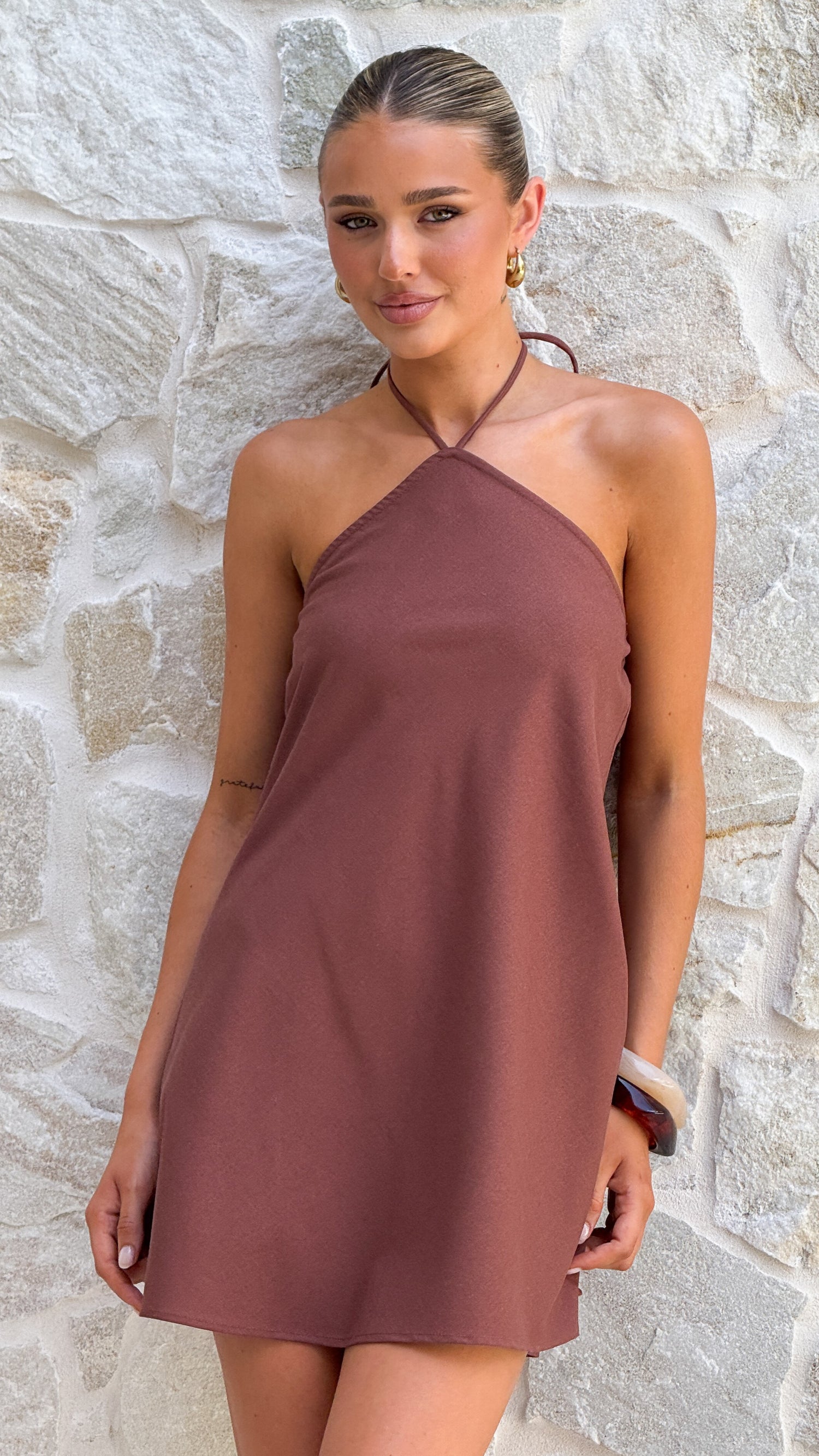 Alita Mini Dress - Chocolate - Billy J