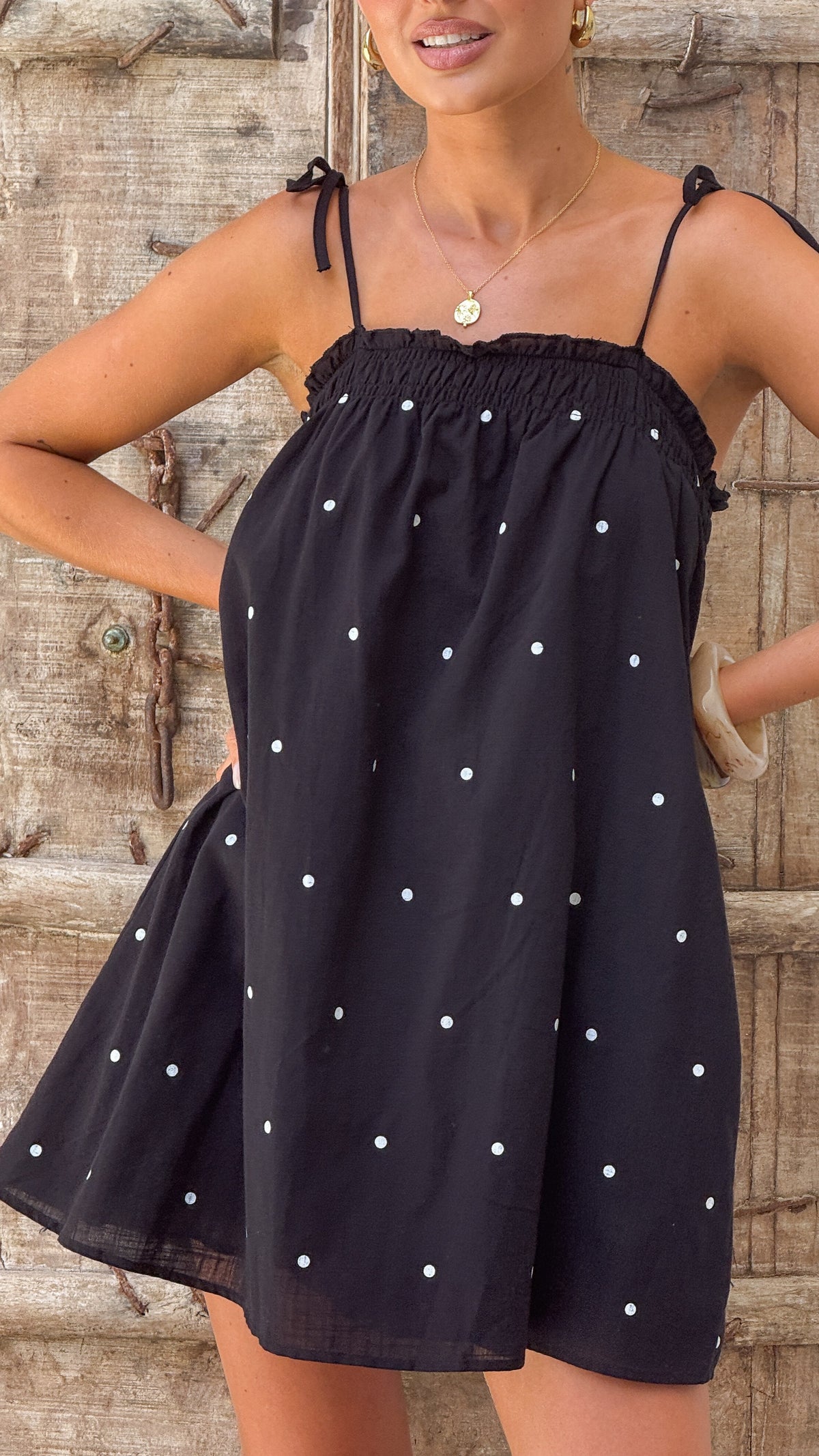 Sloane Mini Dress - Black Polka - Billy J