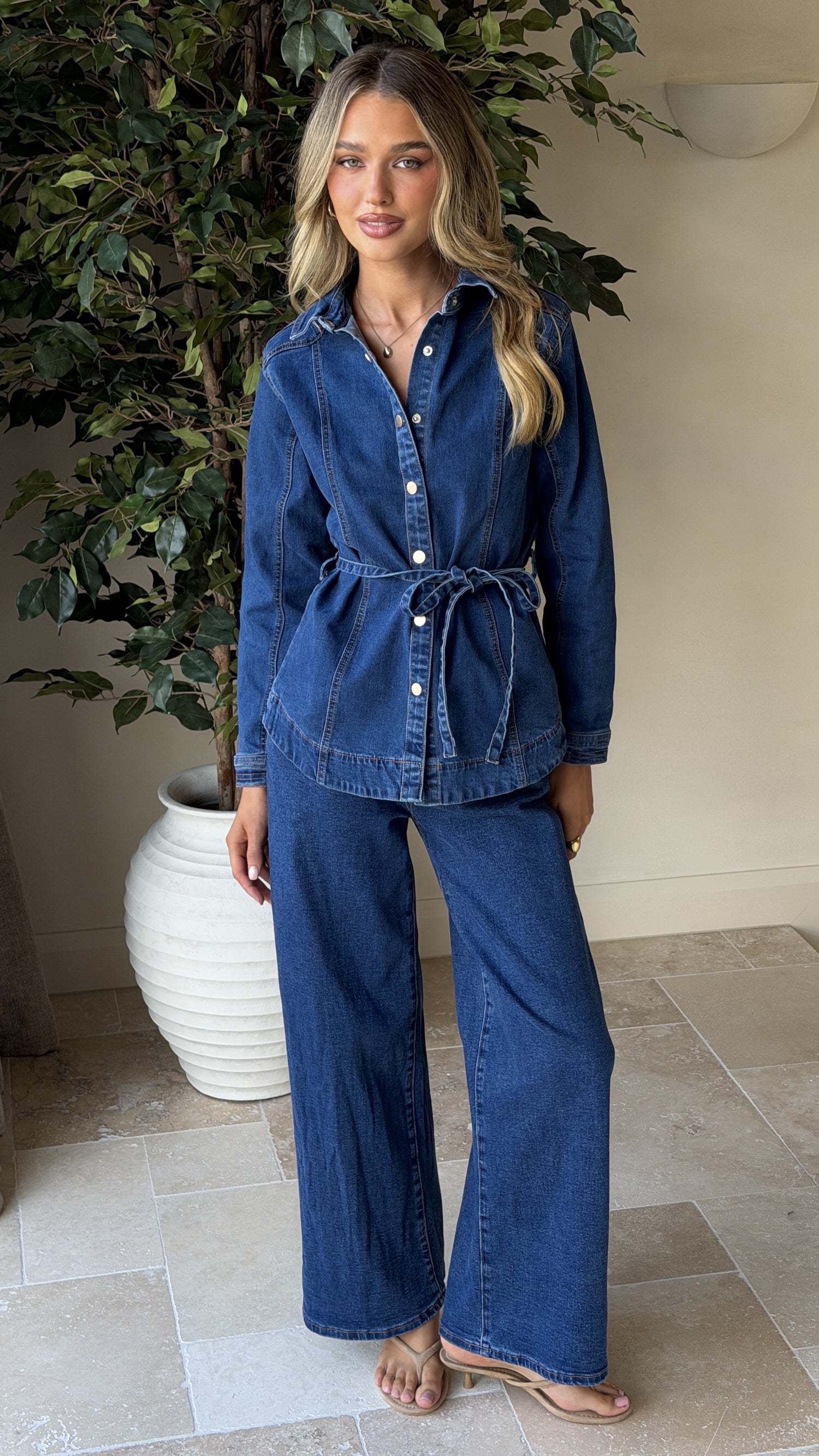 Nyra Wide Leg Jeans - Dark Denim - Billy J