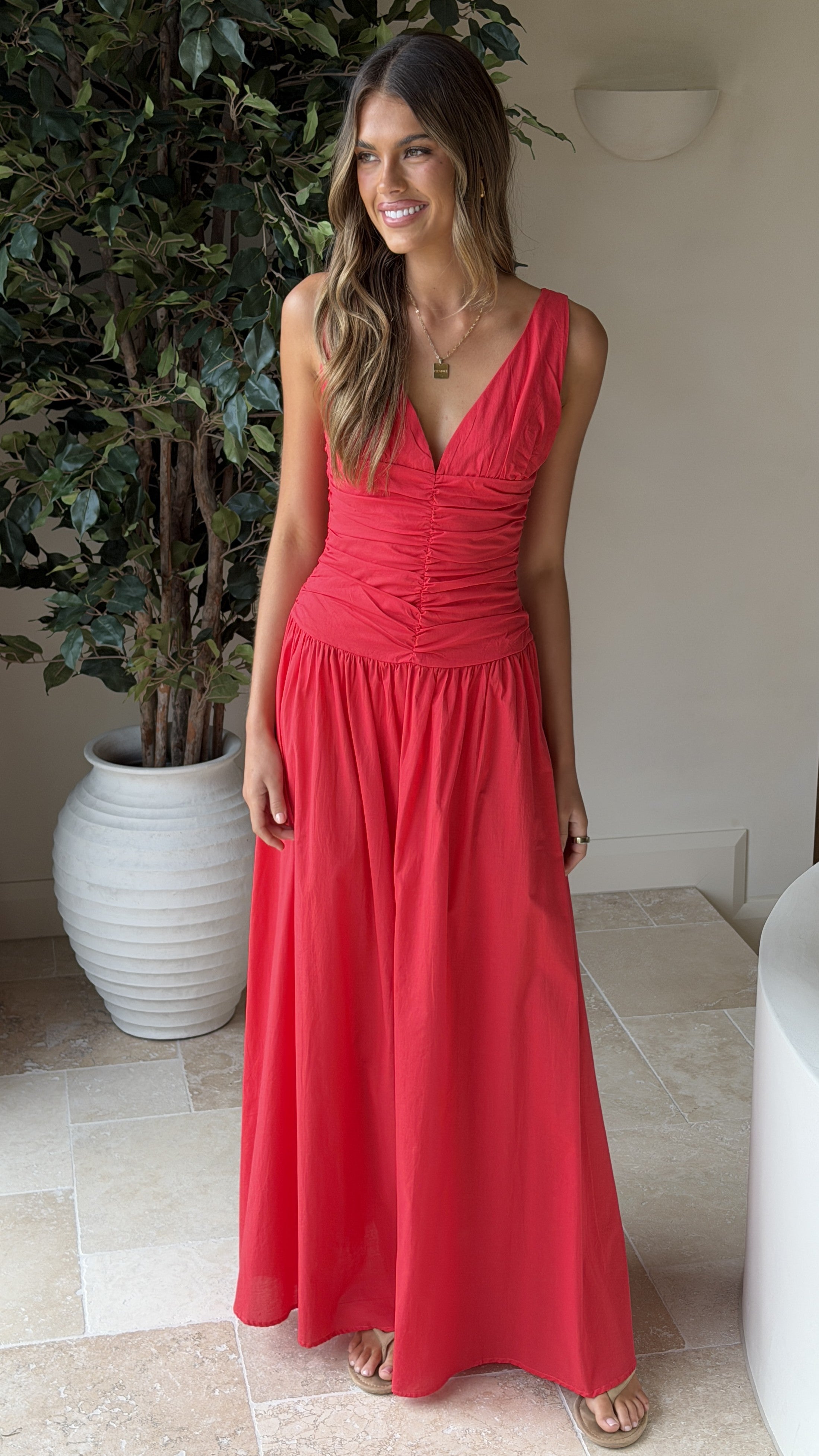 Sanya Maxi Dress - Red - Billy J