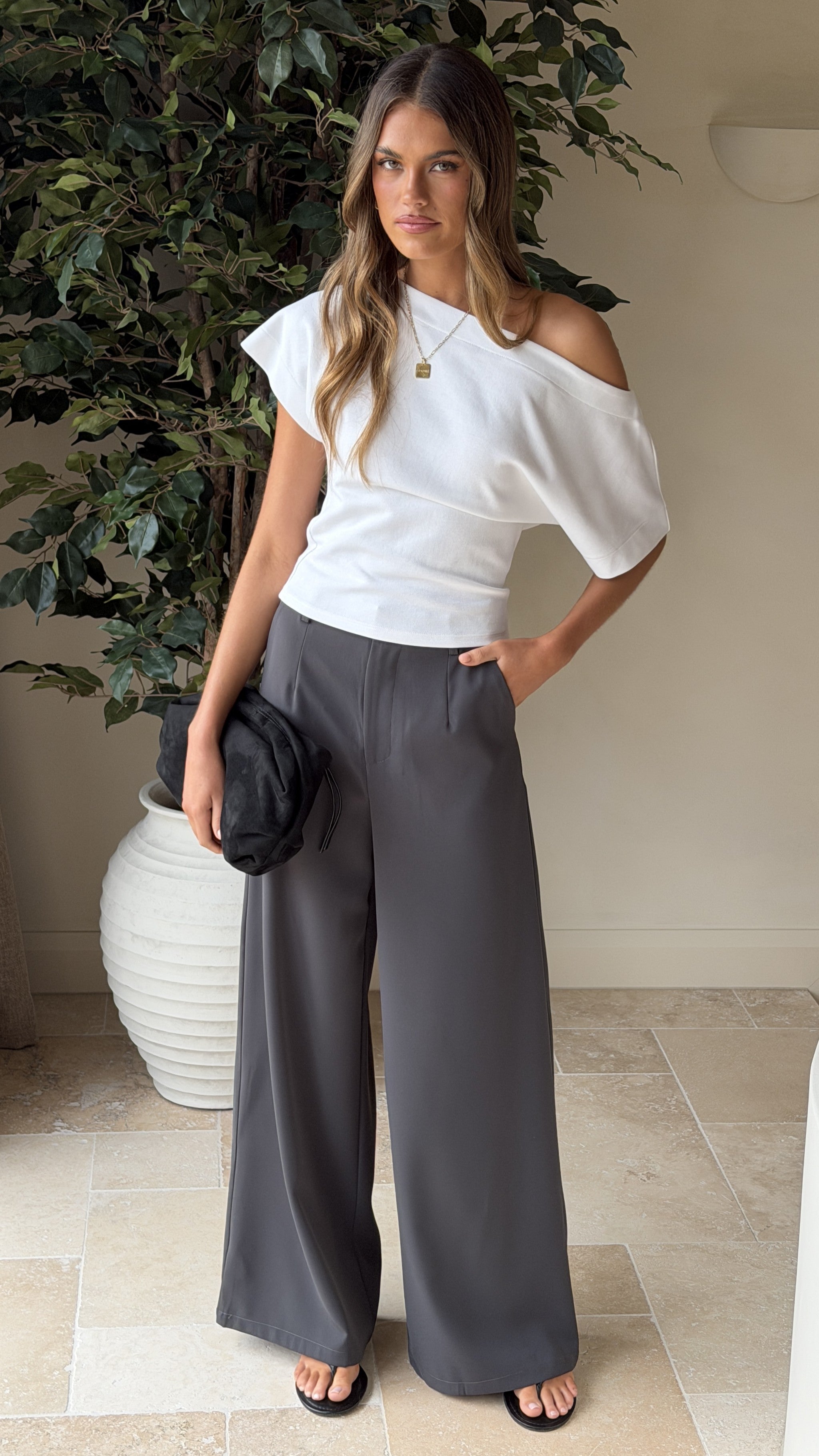 Maeva Tailored Pants - Charcoal - Billy J