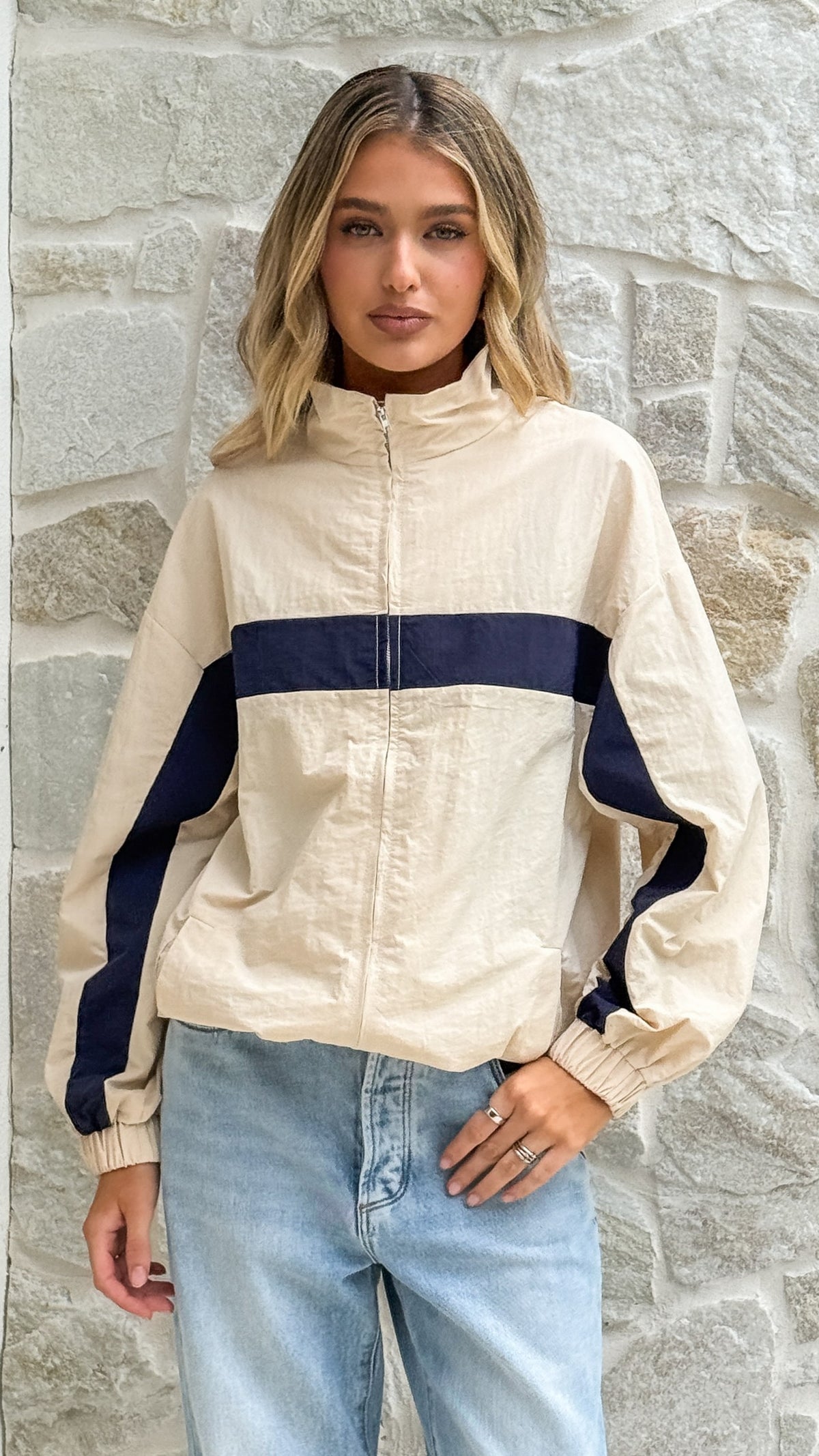 Ariella Jacket - Beige/Navy - Billy J