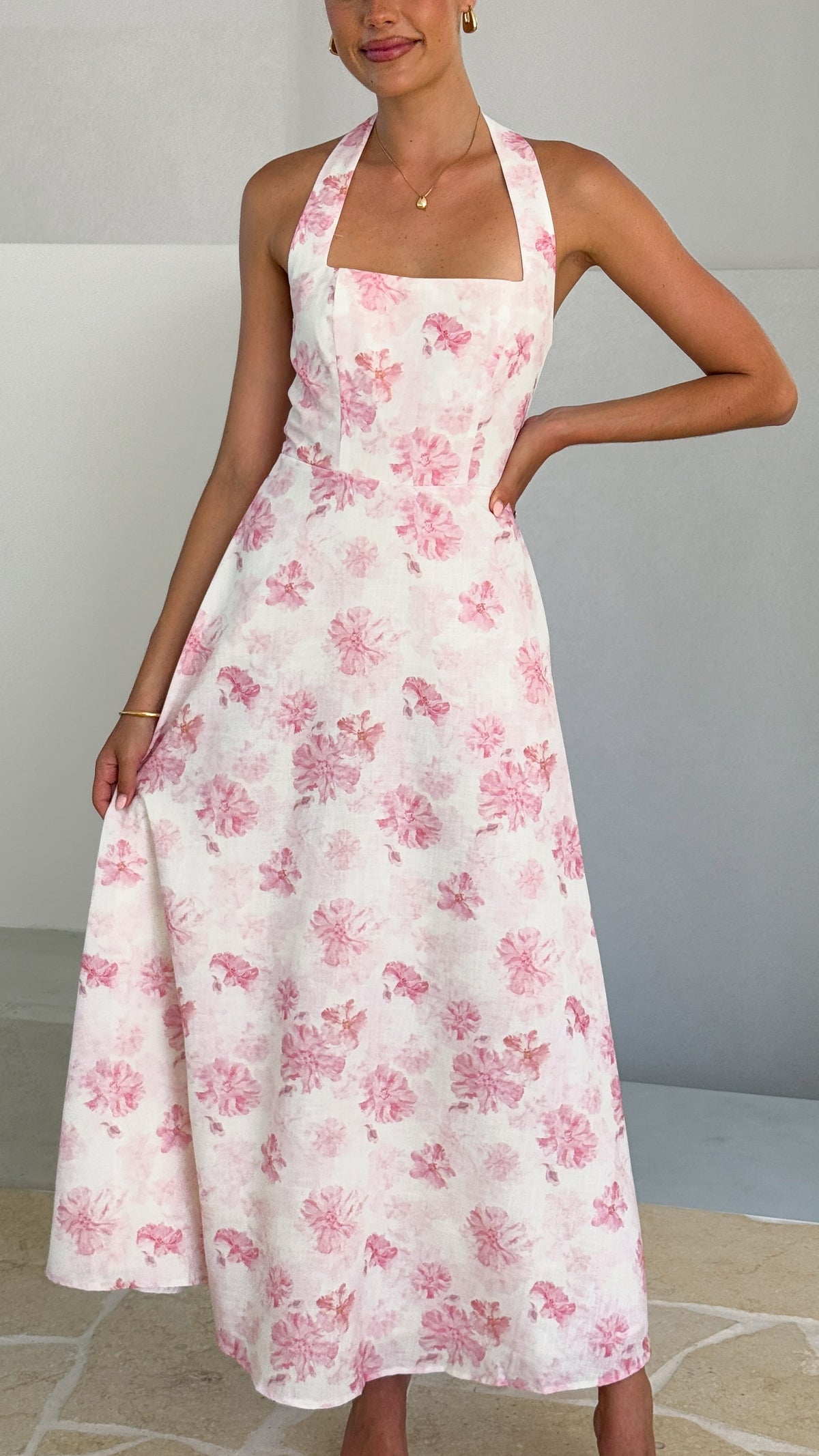 Mady Maxi Dress - Pink Floral - Billy J