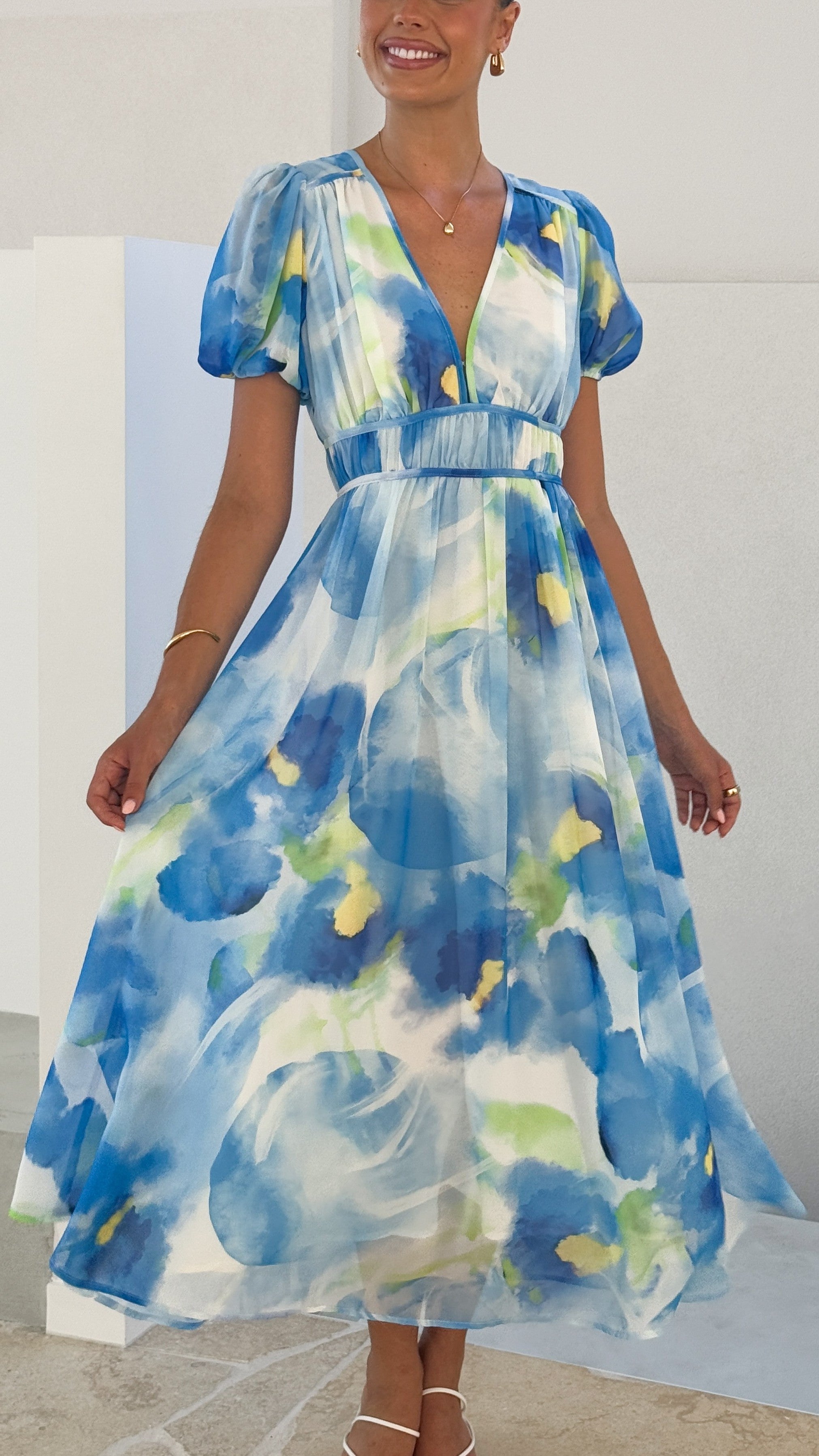 Amberose Maxi Dress - Blue/Green - Billy J