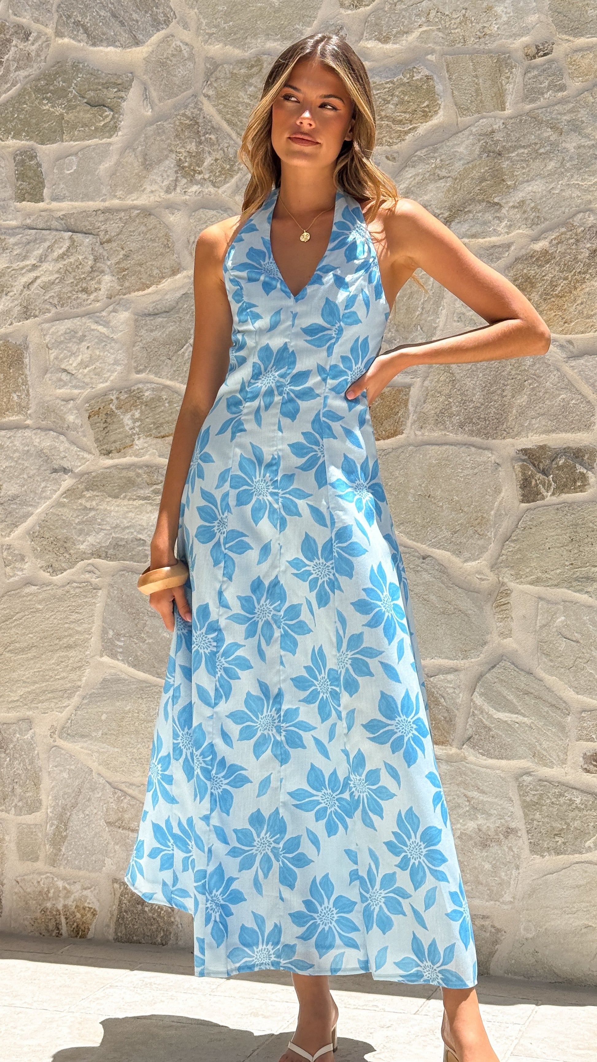 Solange Maxi Dress - Blue Floral - Billy J