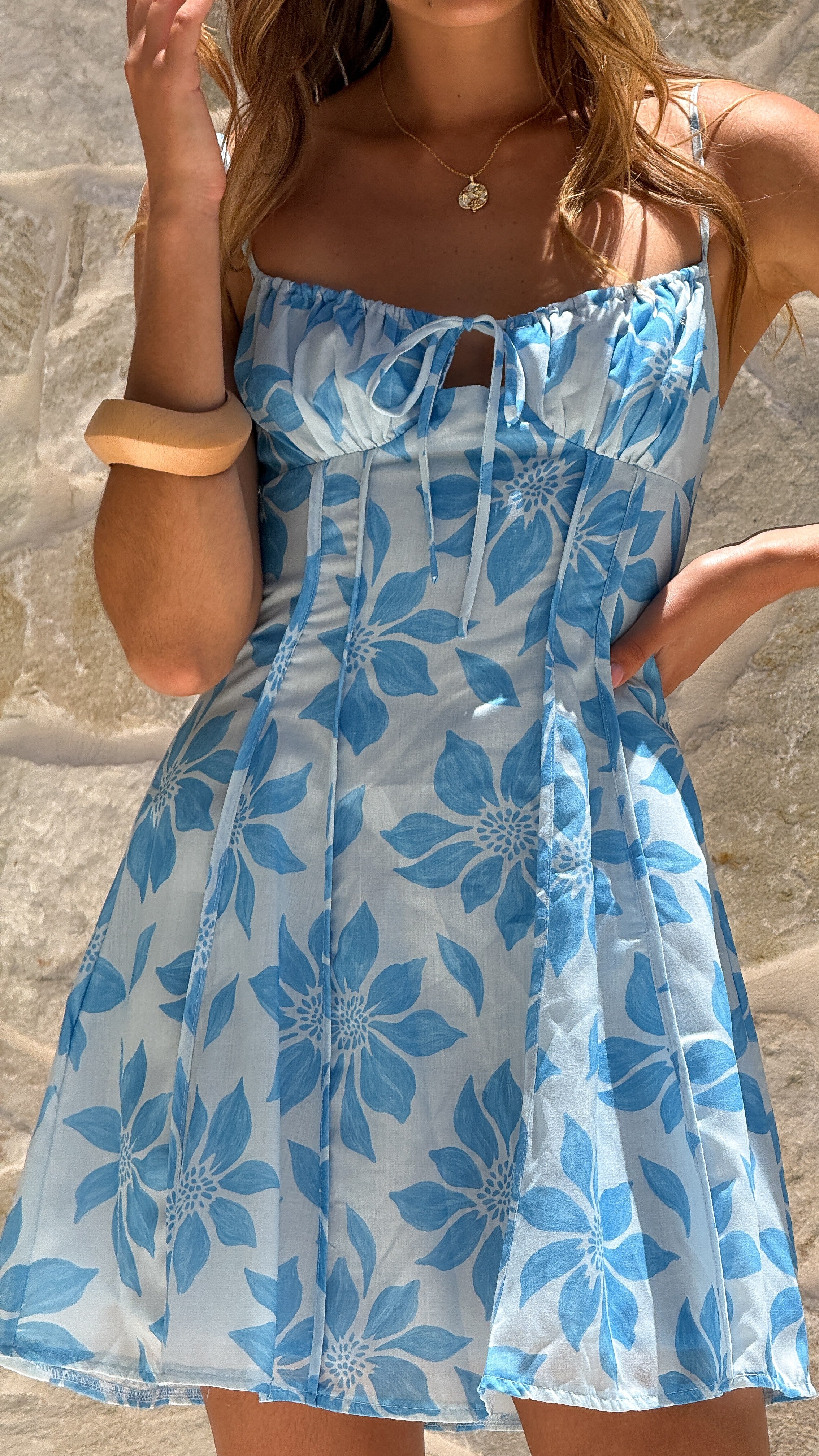 Bree Mini Dress - Blue Floral - Billy J