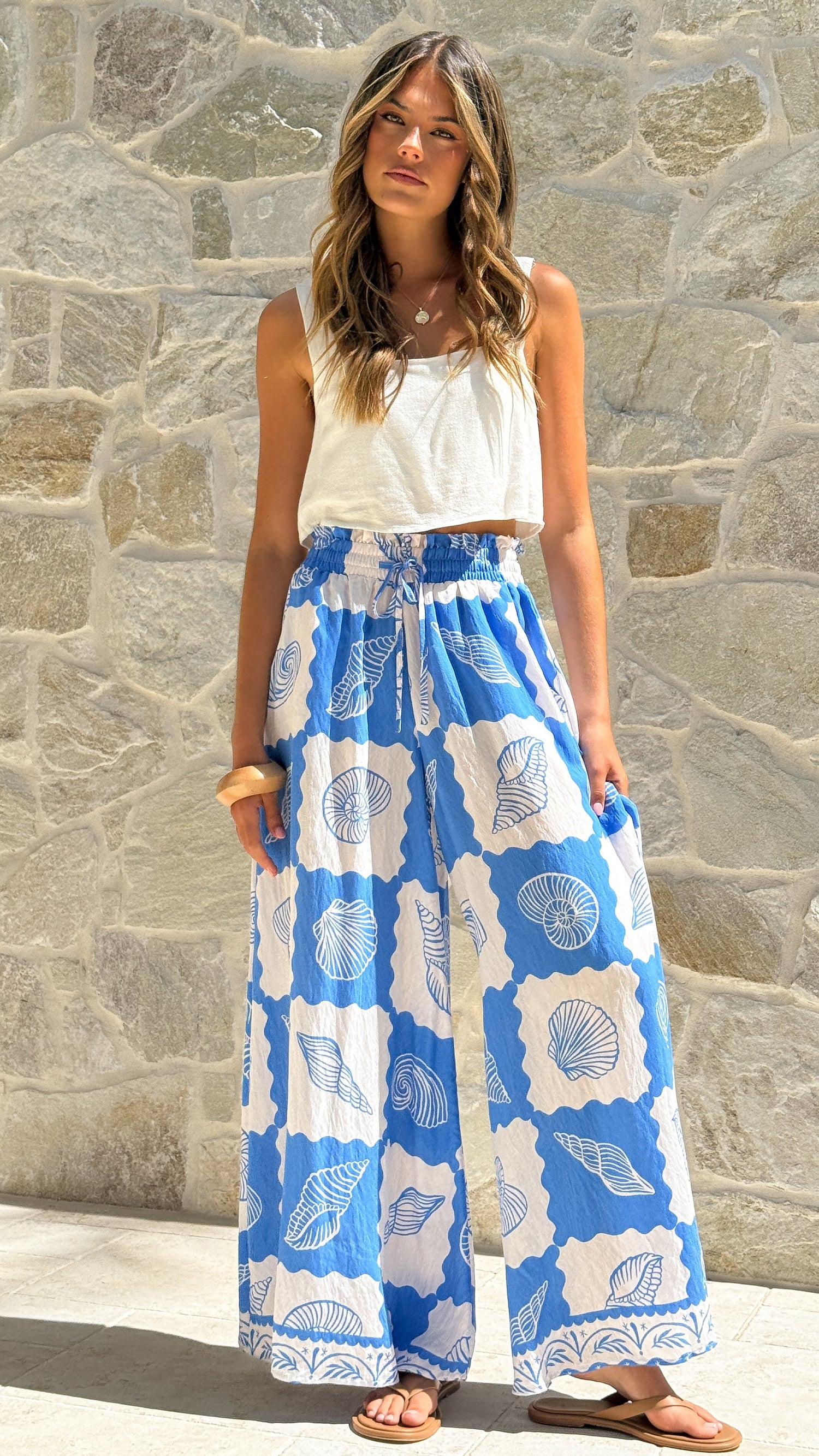 Avery Wide Leg Pants - La Mer Blue - Billy J