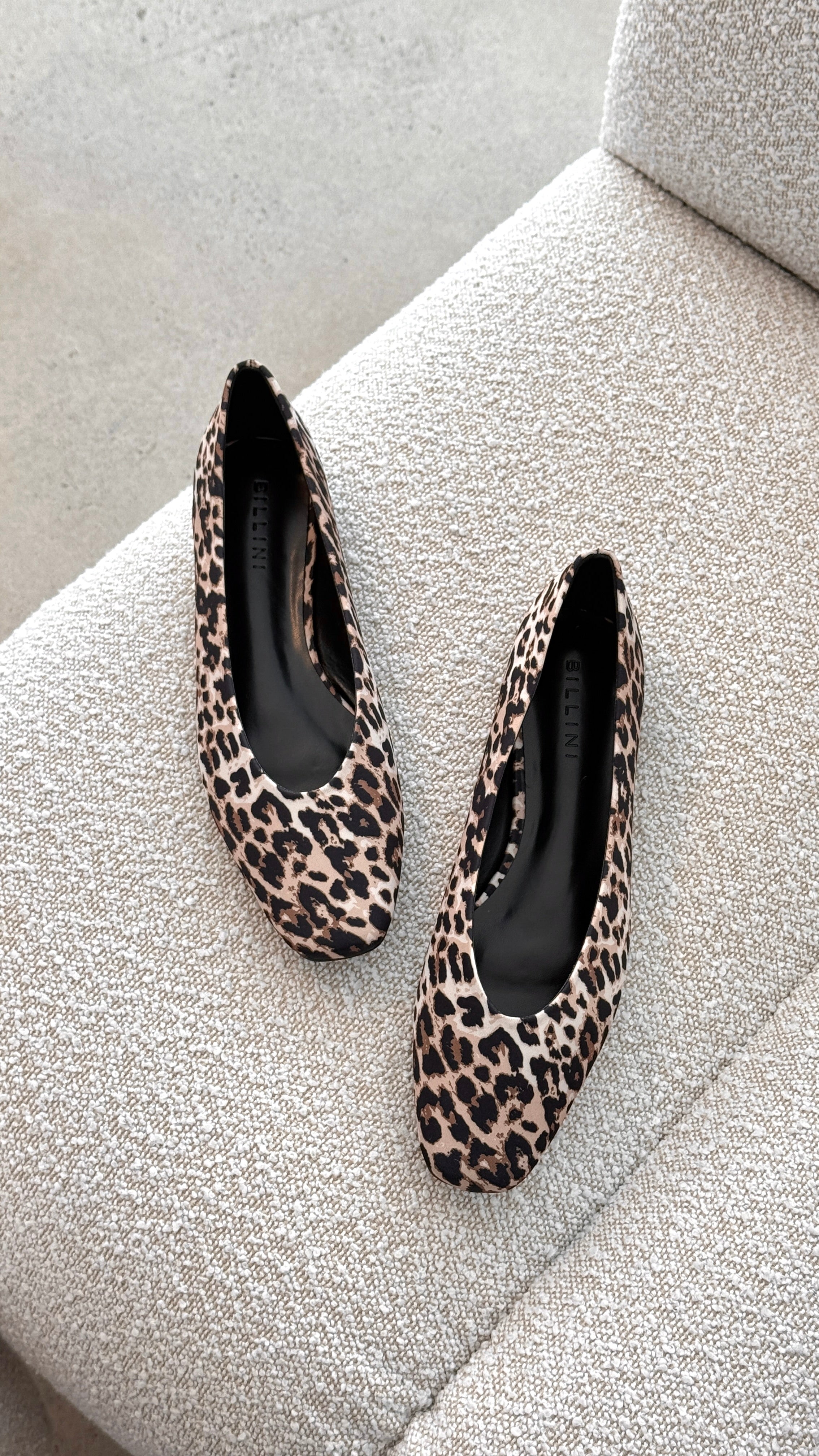 Suzie Ballet Flats - Leopard Satin - Billy J