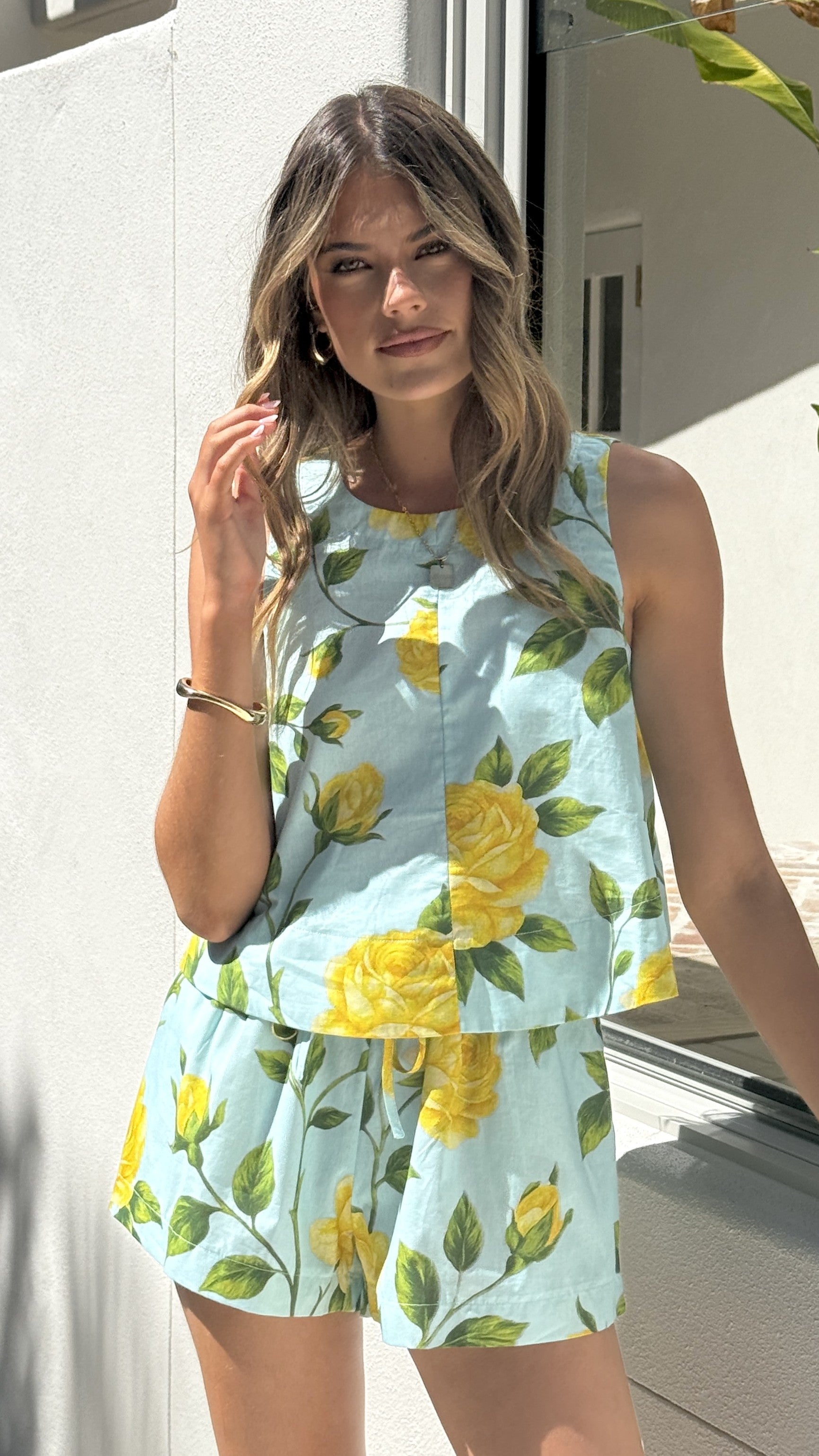 Charmain Top - Lemon/Aqua Floral - Billy J