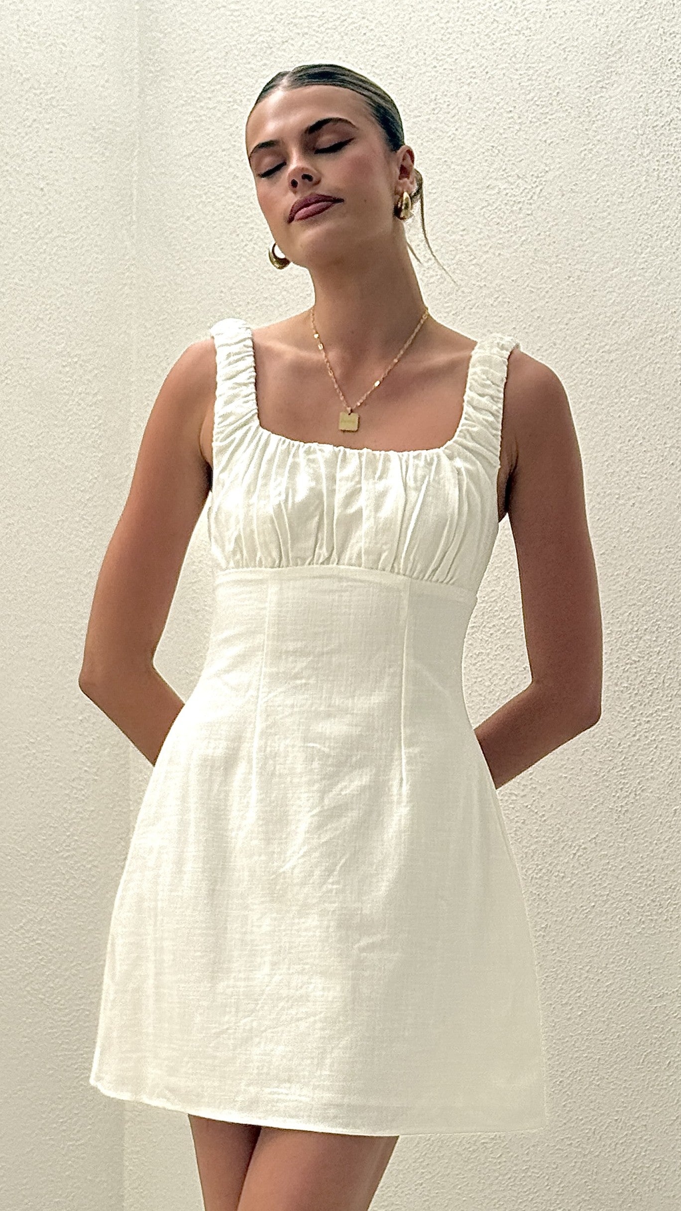 Adley Mini Dress - White - Billy J