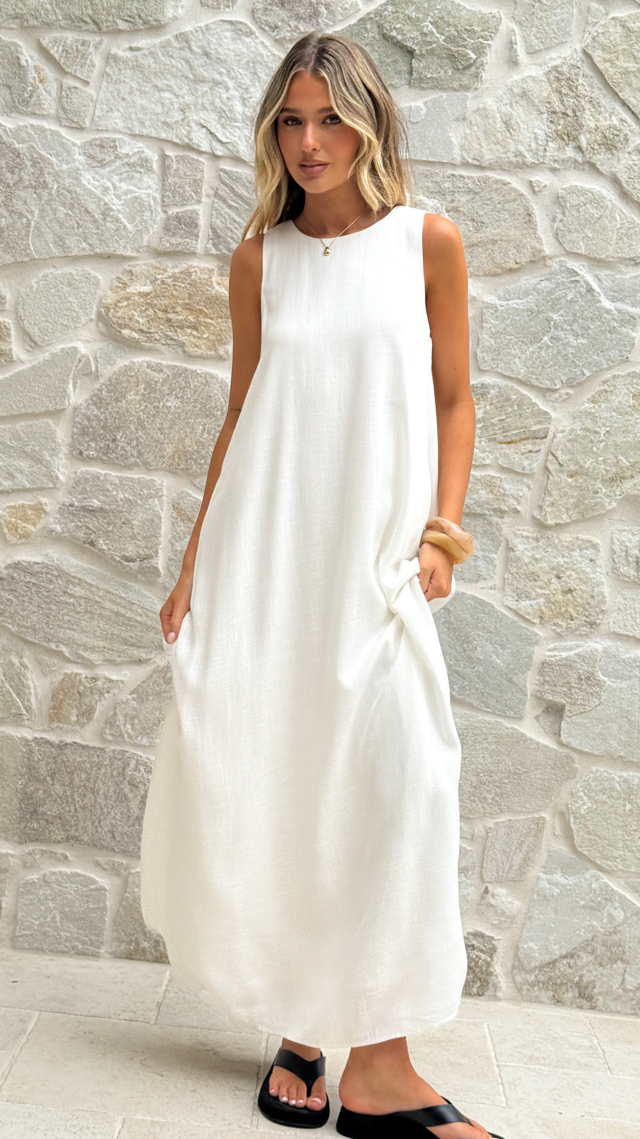 Mylah Maxi Dress - White - Billy J
