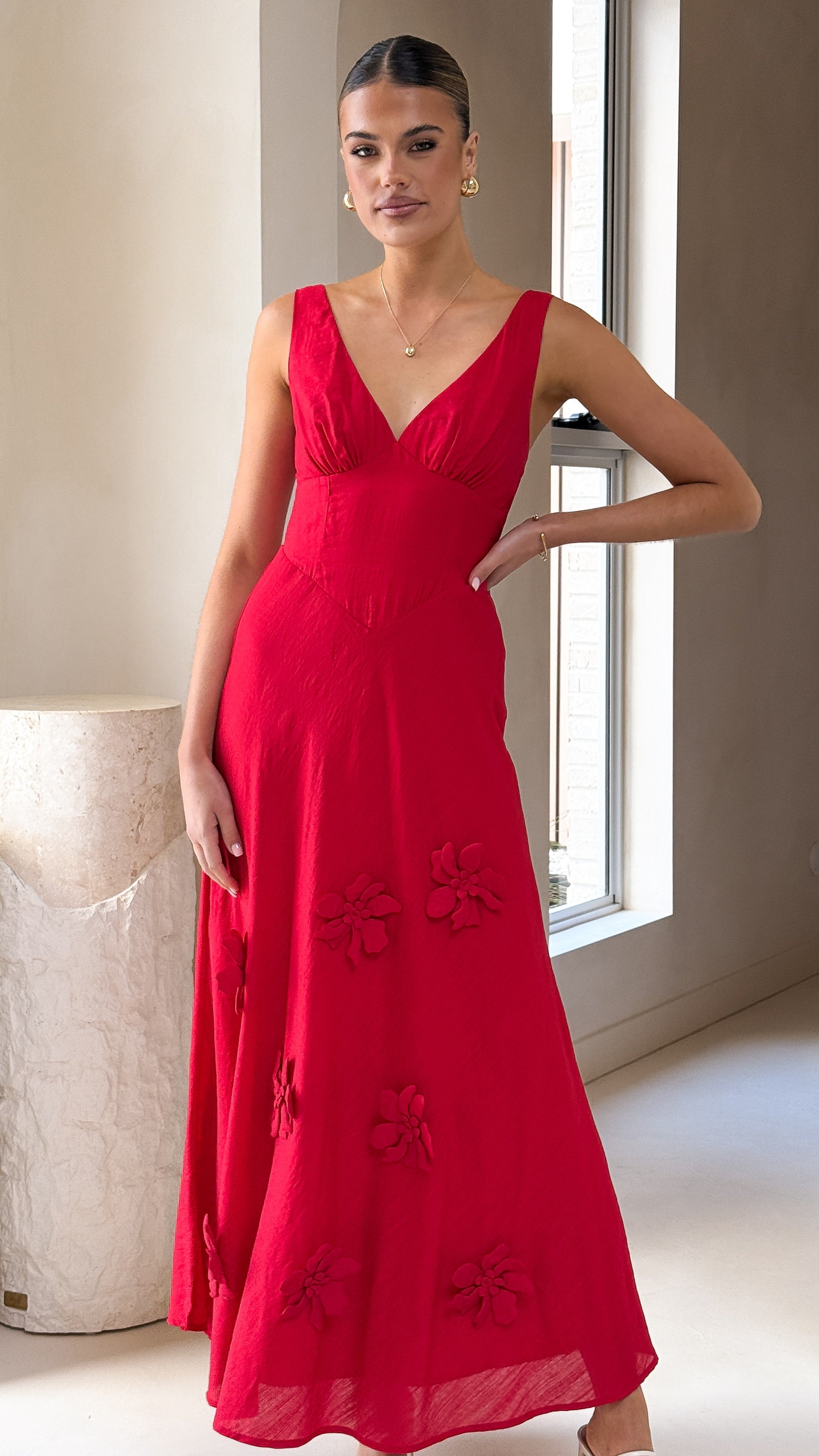 Lavara Maxi Dress - Red - Billy J
