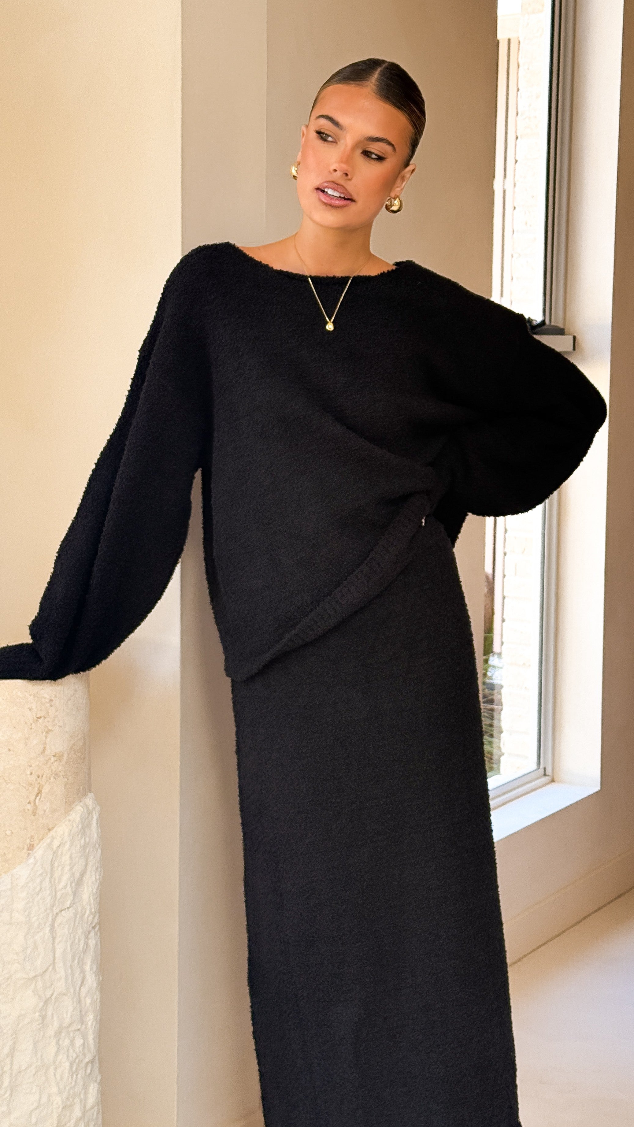 Cohen Knit Midi Skirt - Black - Billy J