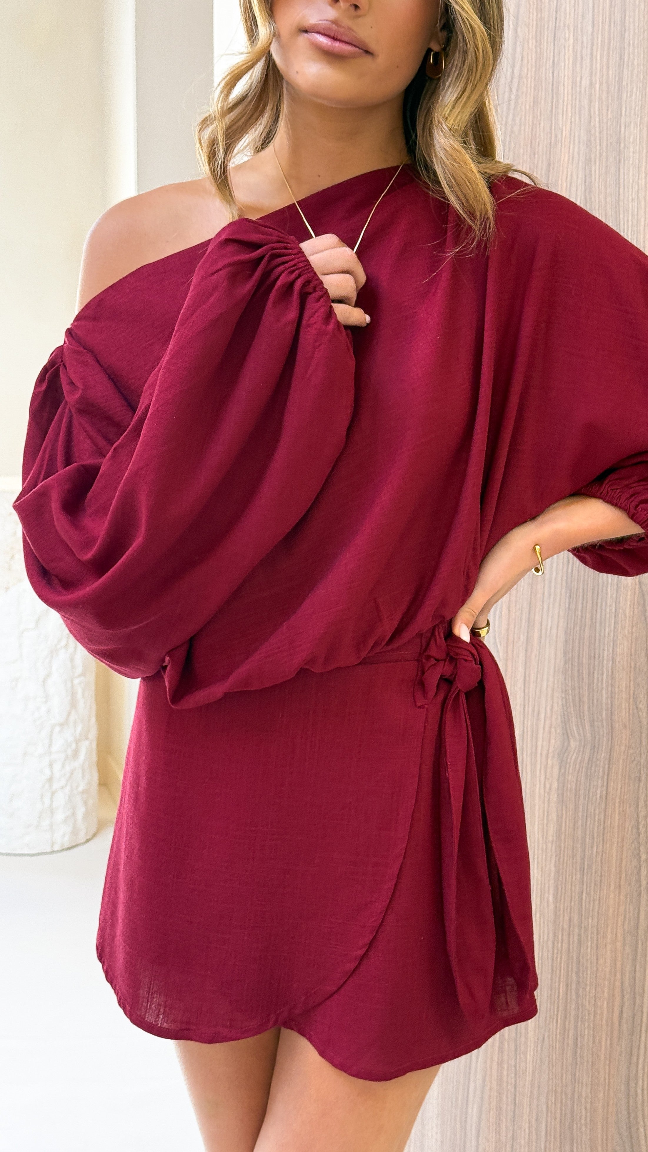 Fletcher Wrap Skort - Burgundy - Billy J