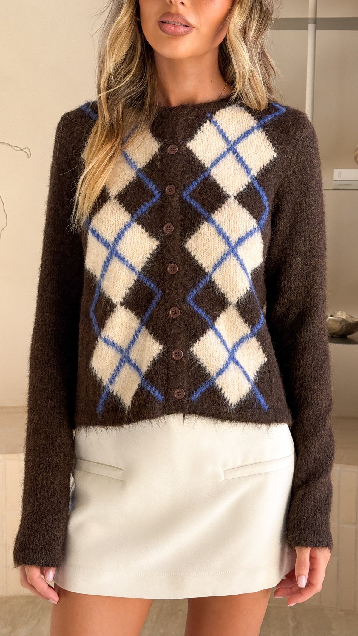Amara Cardigan - Brown/Cream - Billy J