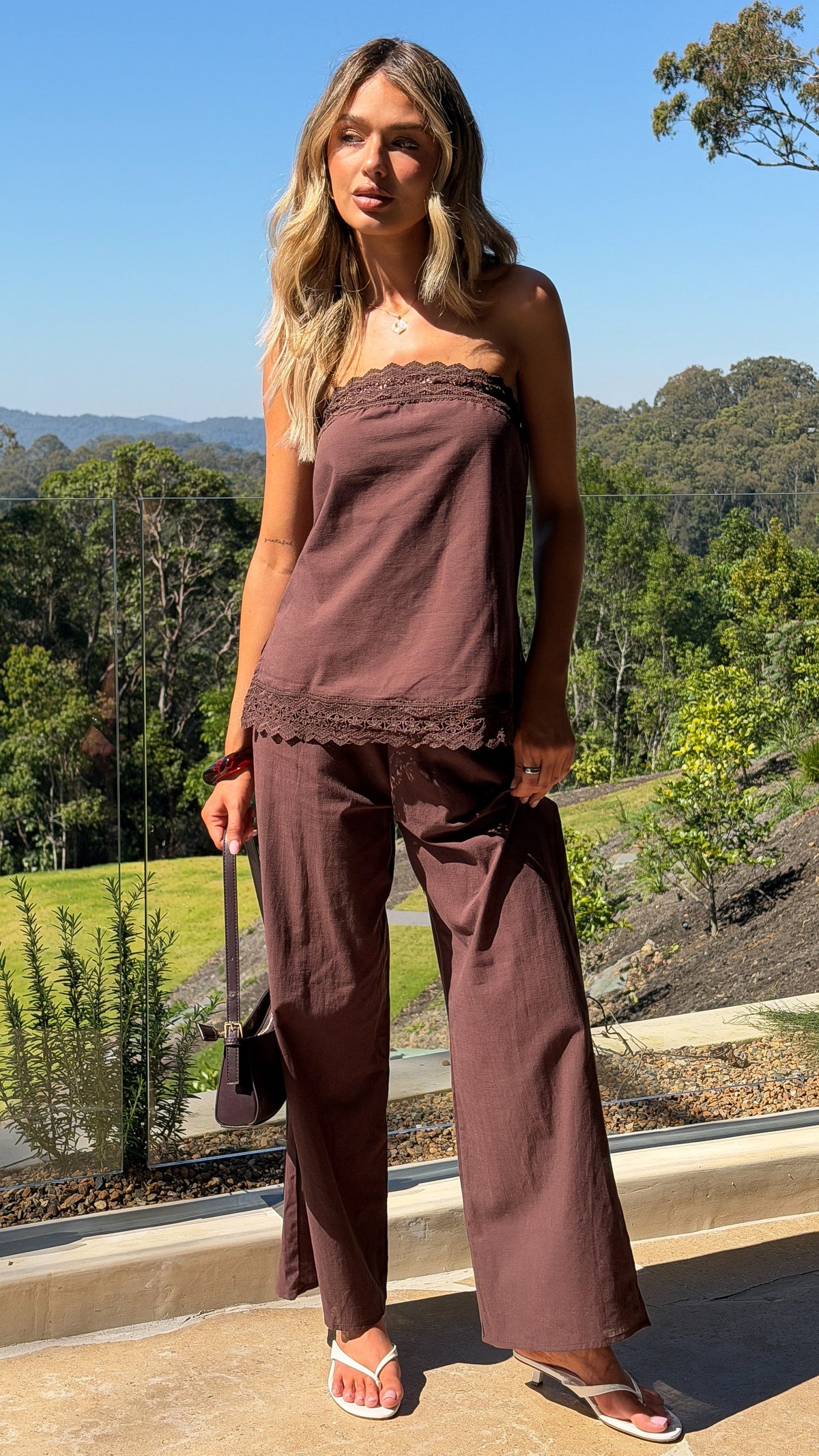 Luna Top and Pants Set - Chocolate - Billy J