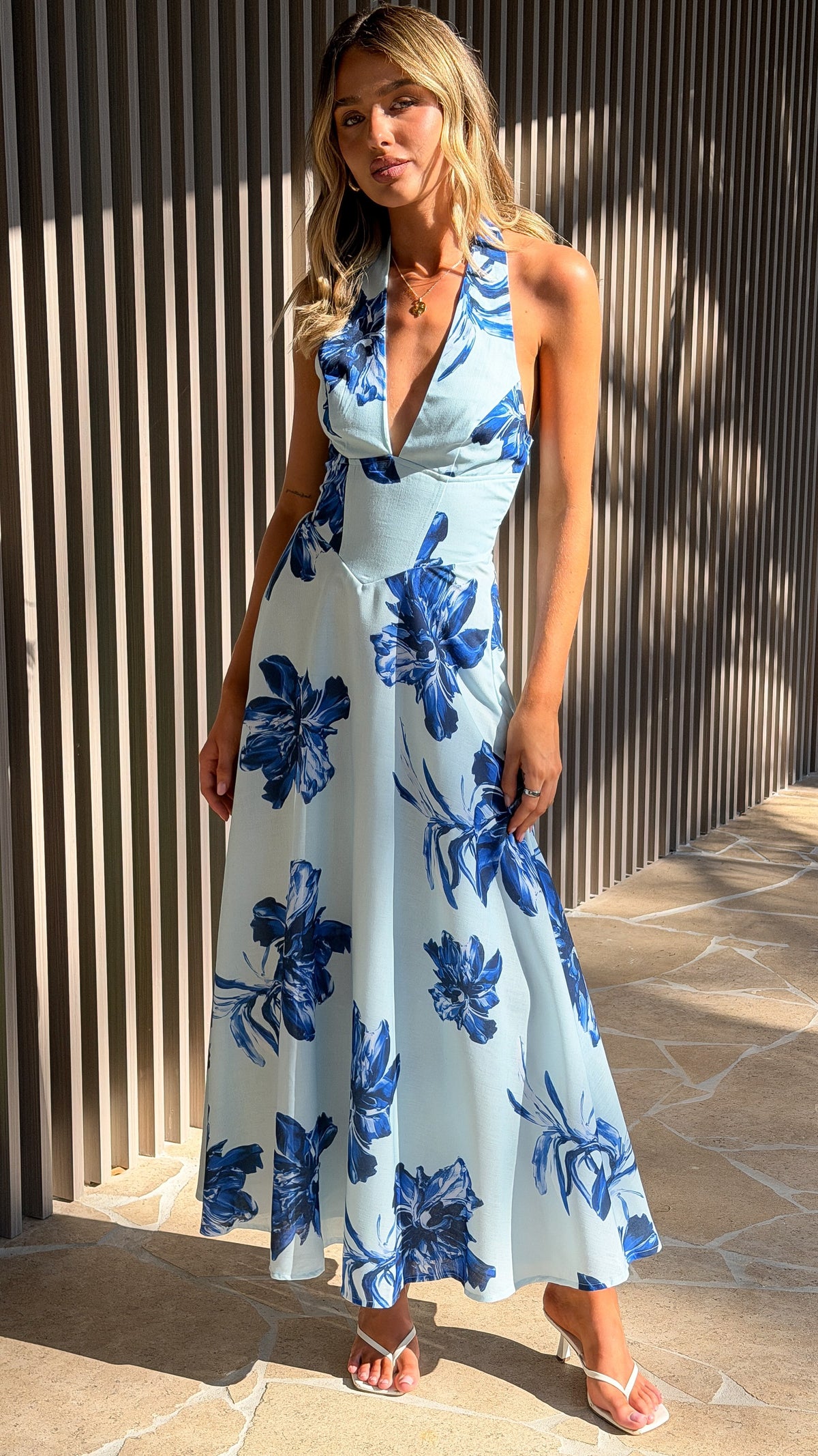 Skye Maxi Dress - Baby Blue Floral - Billy J