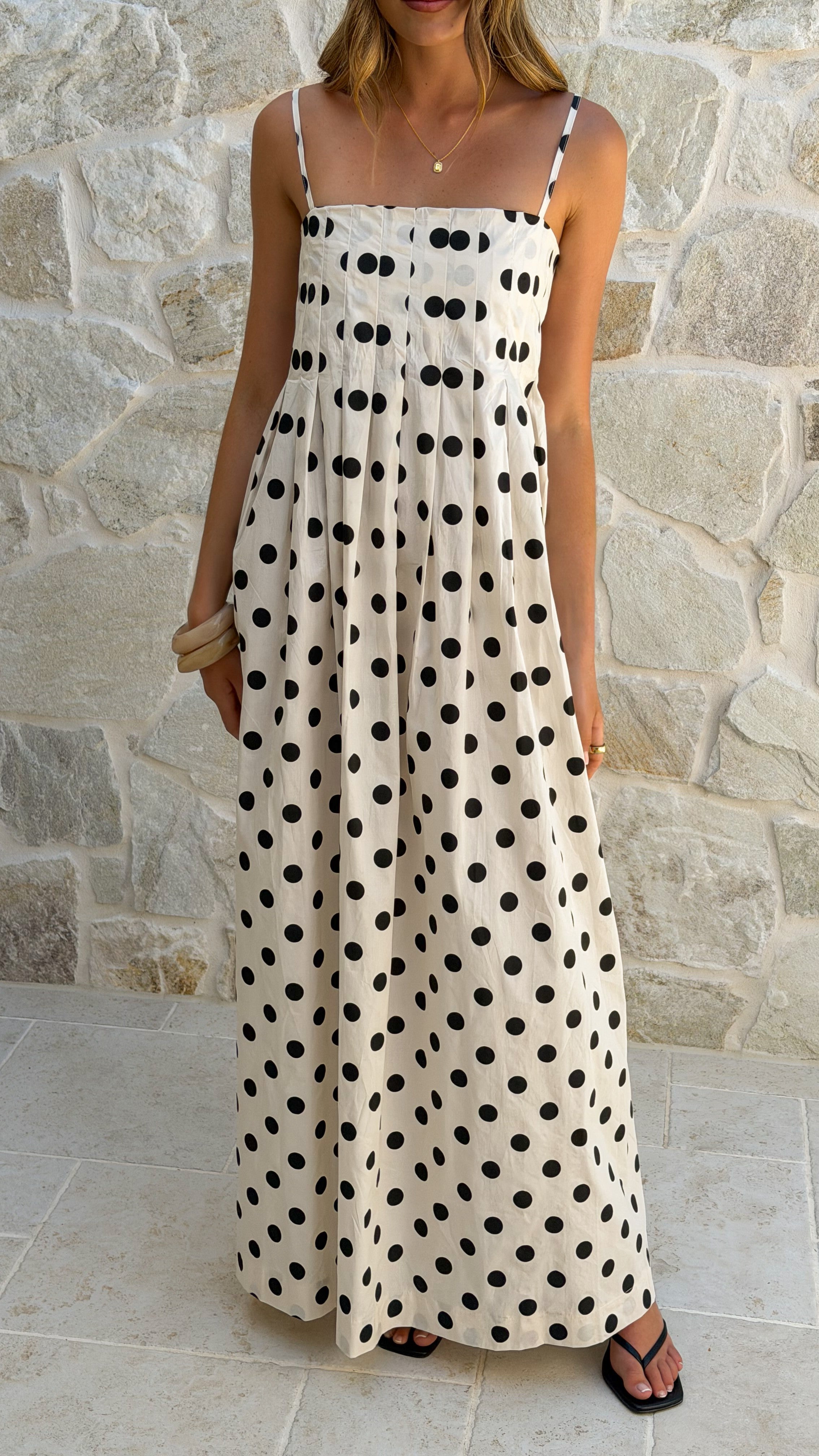 Felicity Maxi Dress - White/Black Spot - Billy J