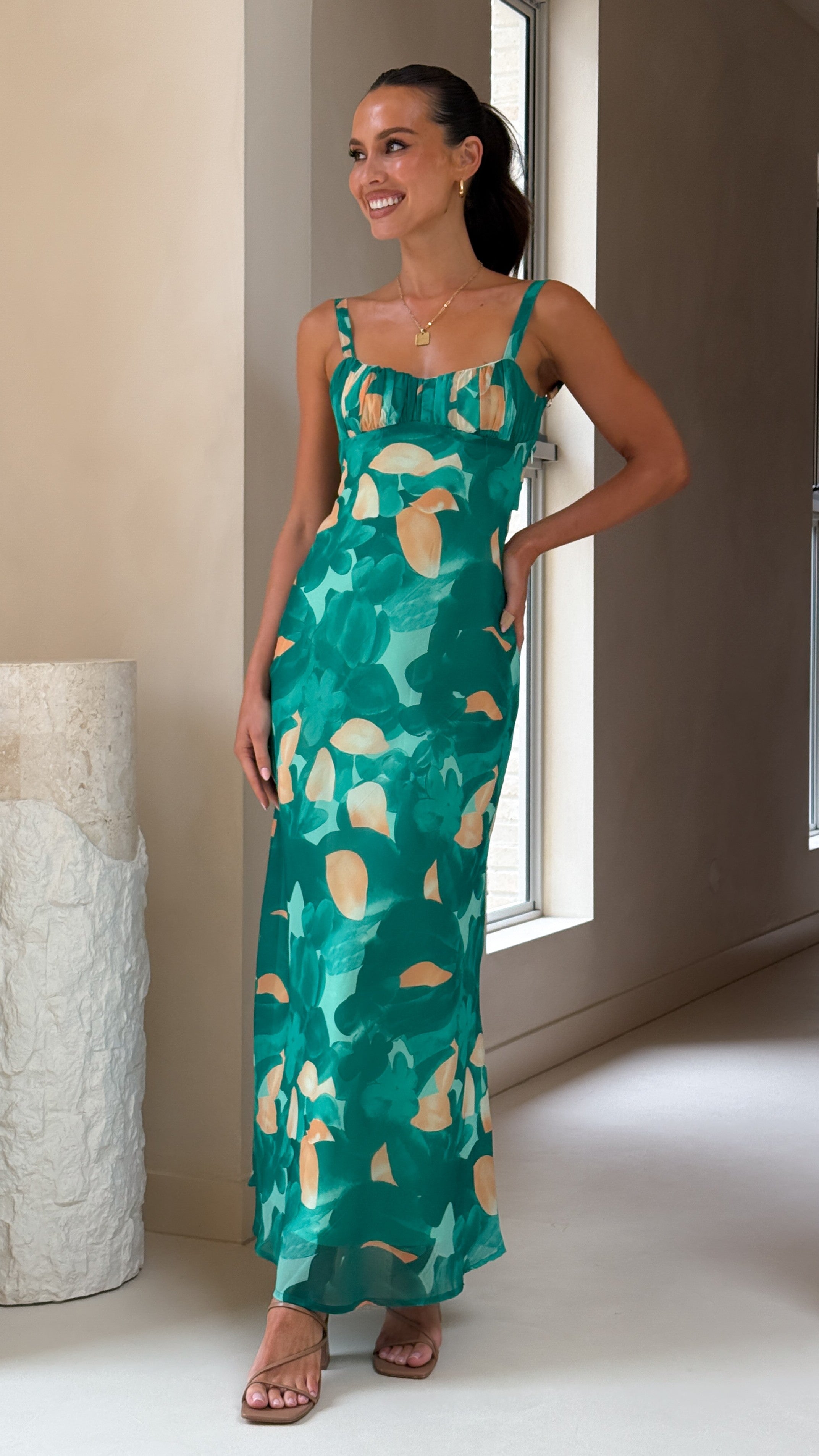 Margie Midi Dress - Green Print - Buy Women's Dresses - Billy J