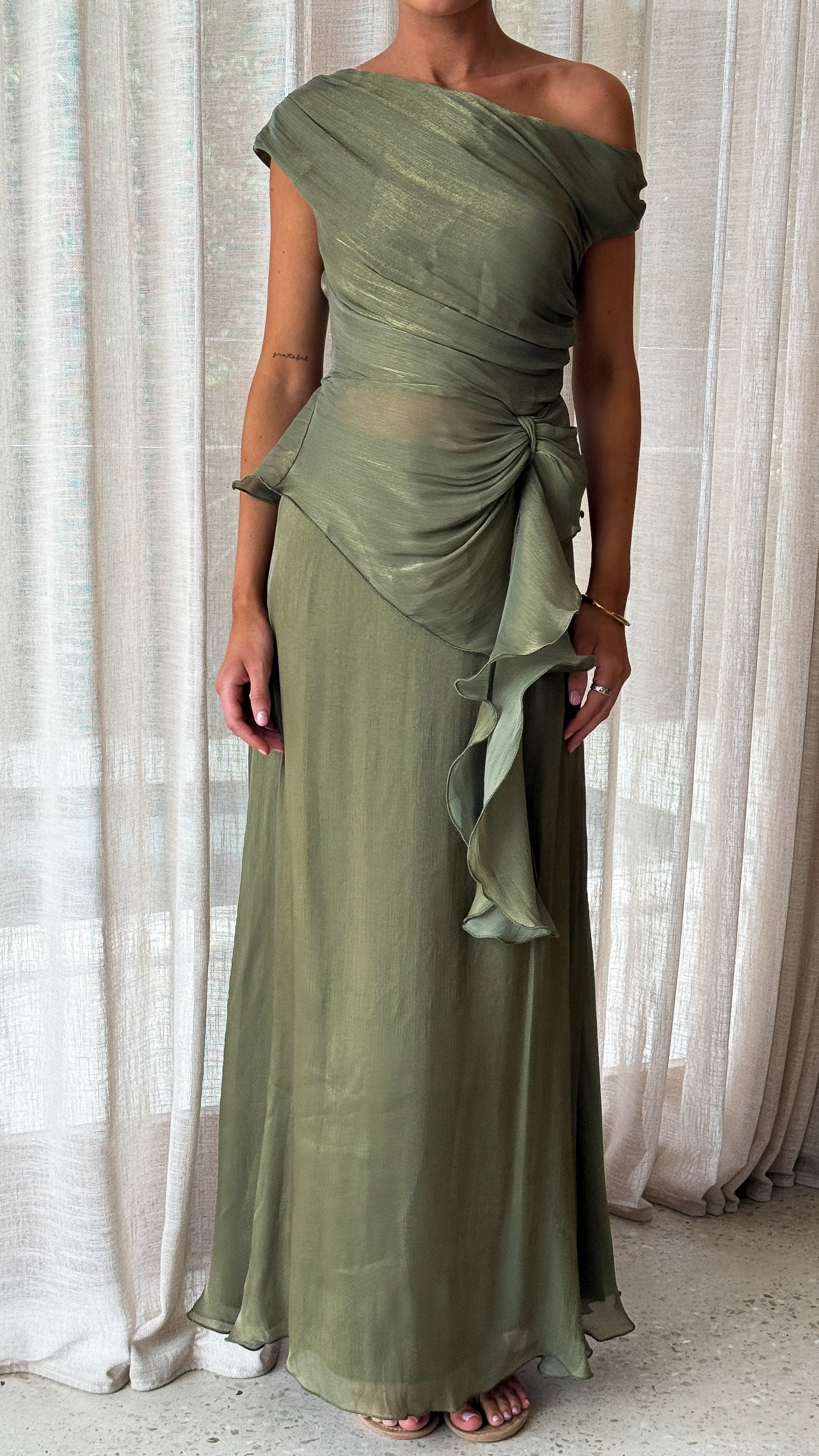 Amari Top and Maxi Skirt Set - Olive - Billy J