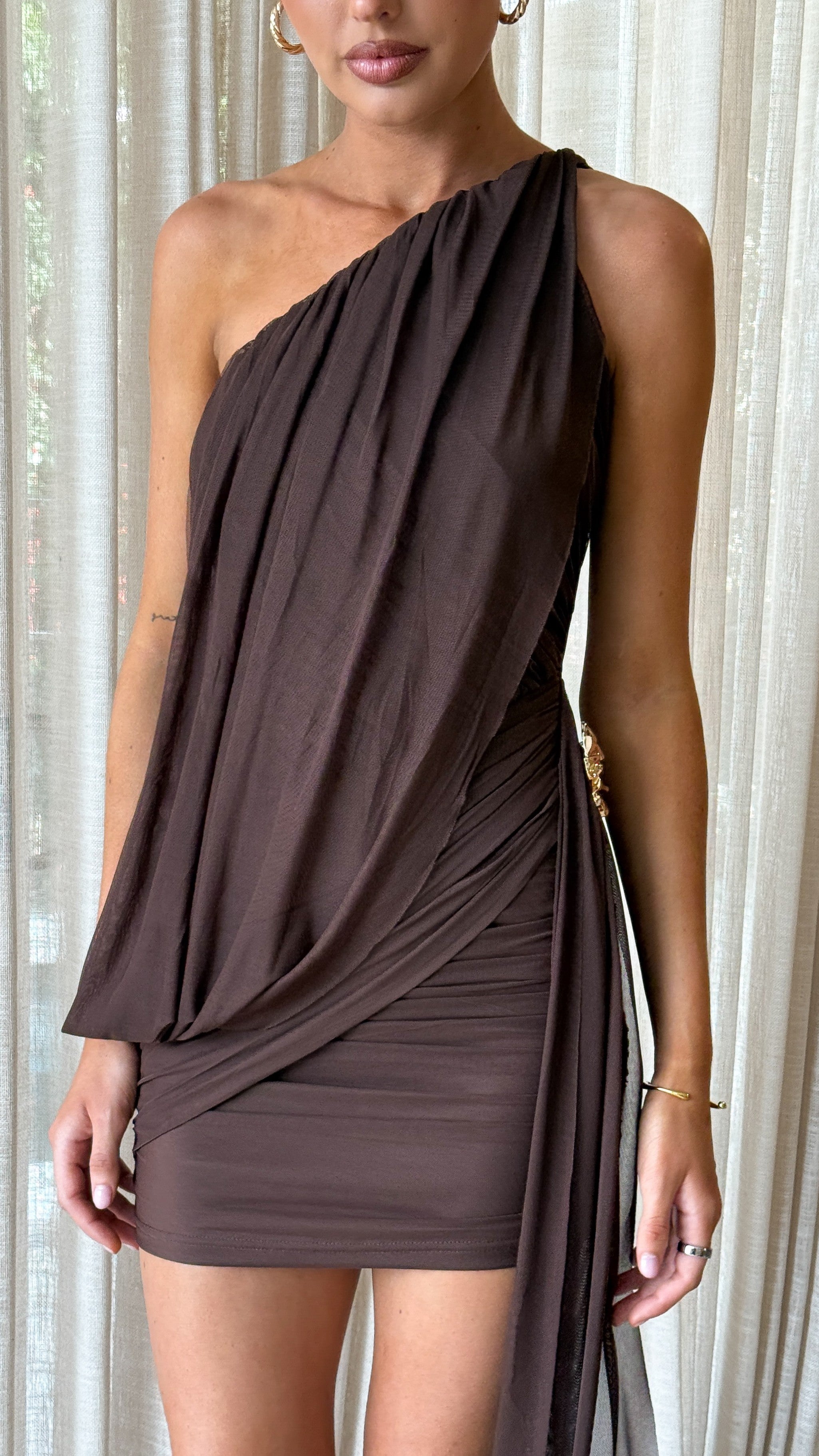 Anastacia Mini Dress - Chocolate - Billy J