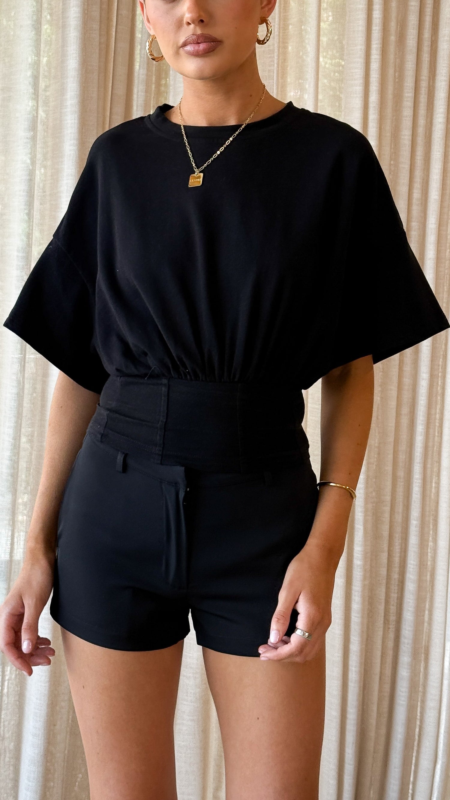 Blanca Corset Tee - Black - Billy J