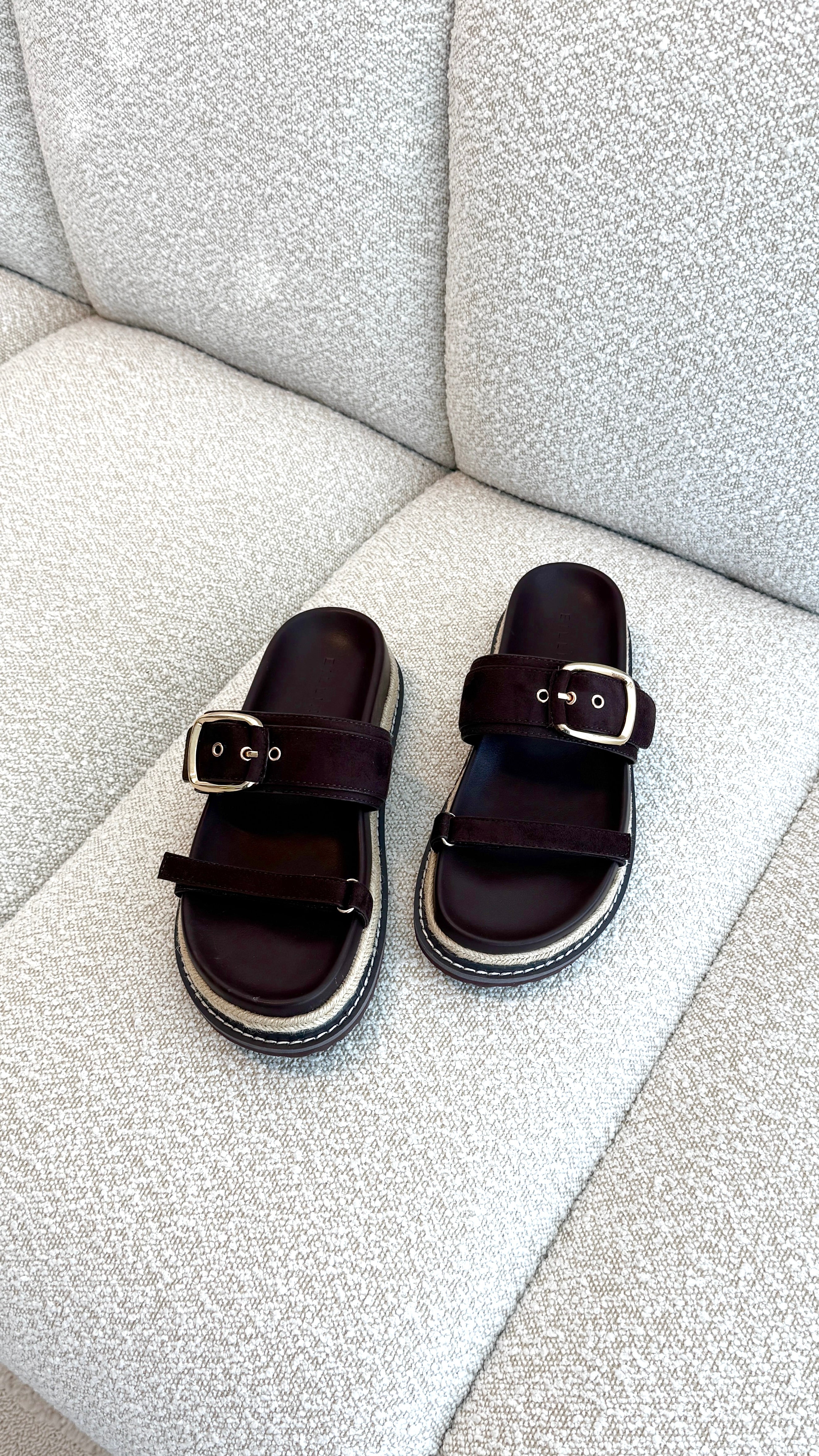 Tabitha Slide - Dark Cacao Suede