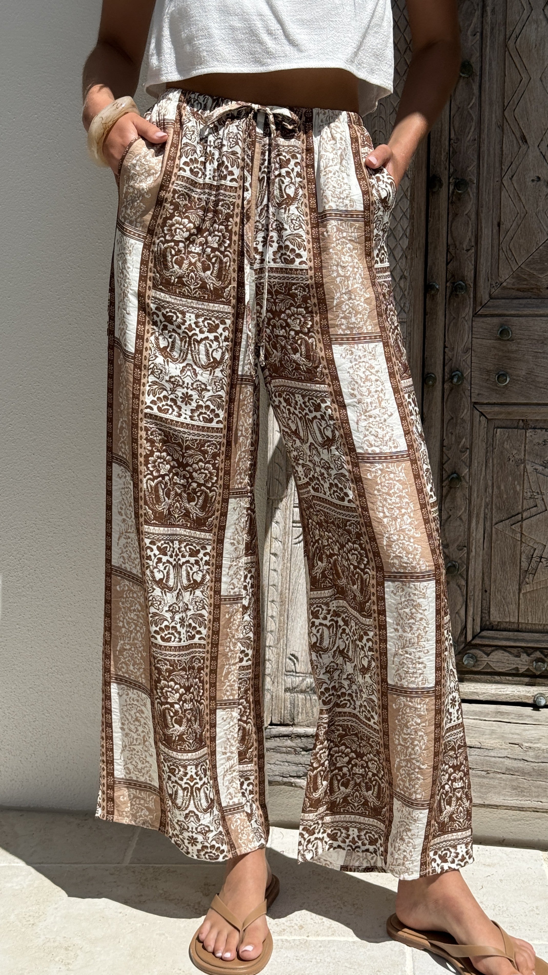 Latisha Pants - Brown / Beige Print - Billy J