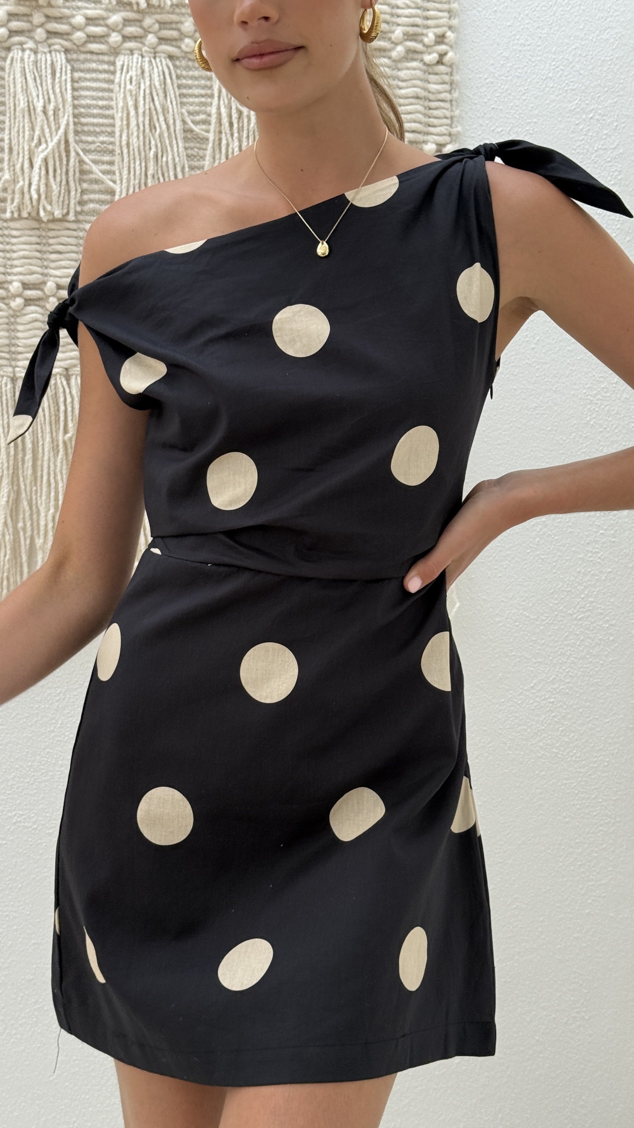 Ebbe Mini Dress - Black/Cream Polka - Billy J