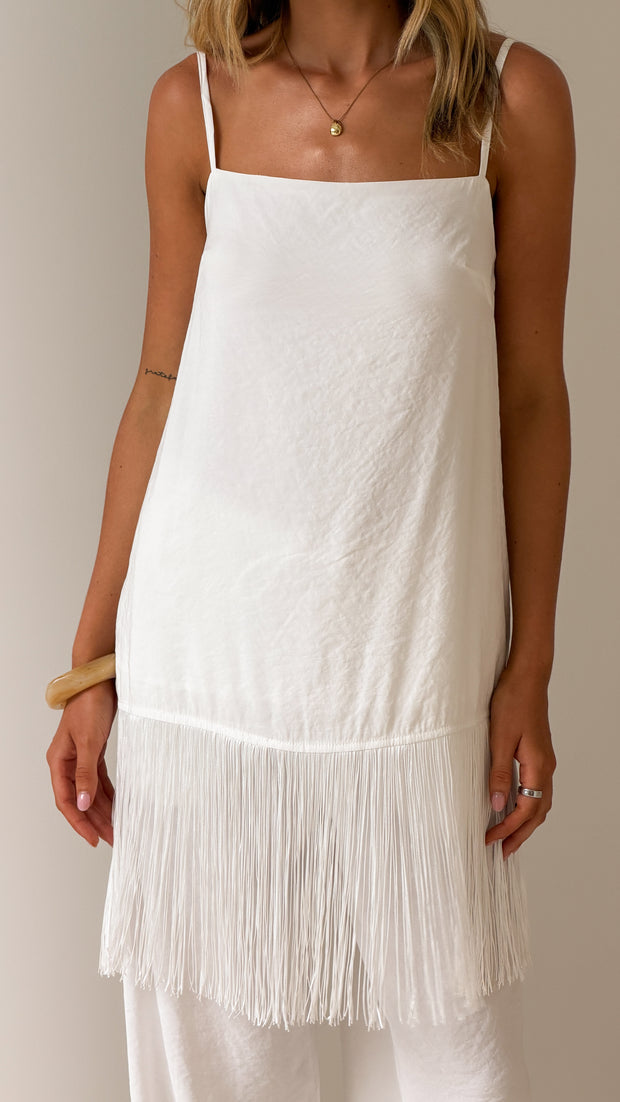 Mila Fringe Top - White - Billy J