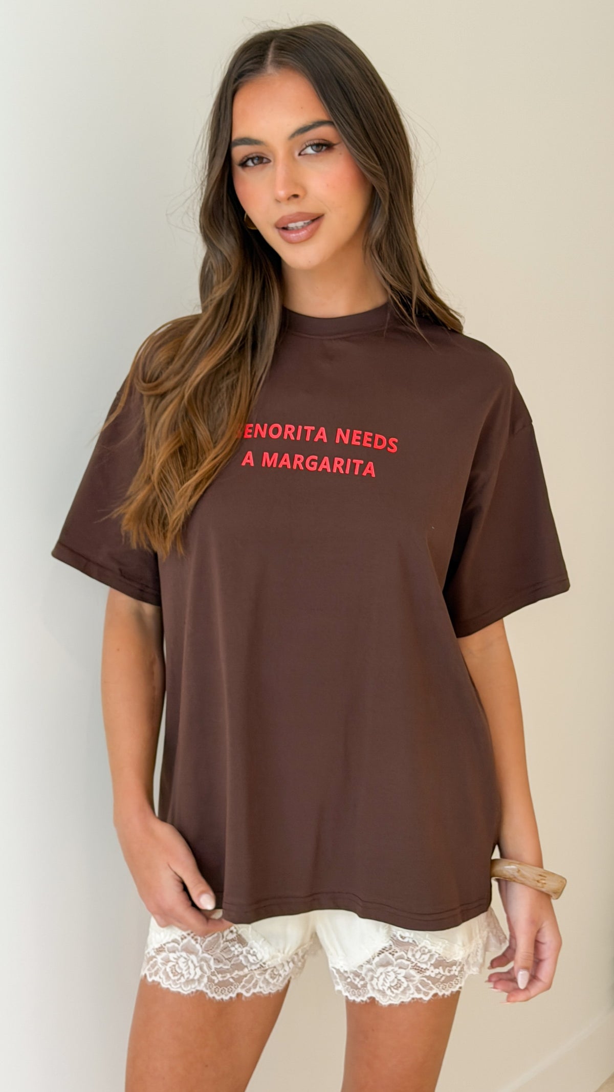 Senorita Margarita Oversized T-Shirt - Chocolate - Billy J