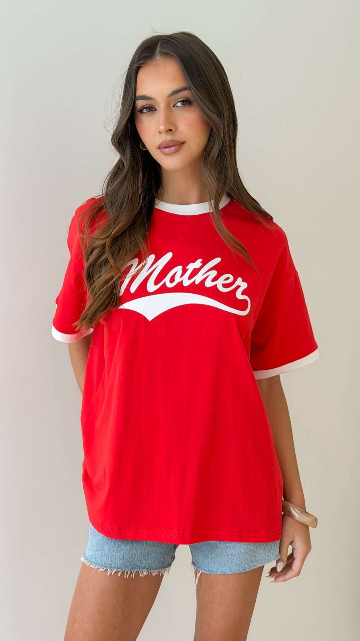 Mother Oversized Tee - Red/White - Billy J