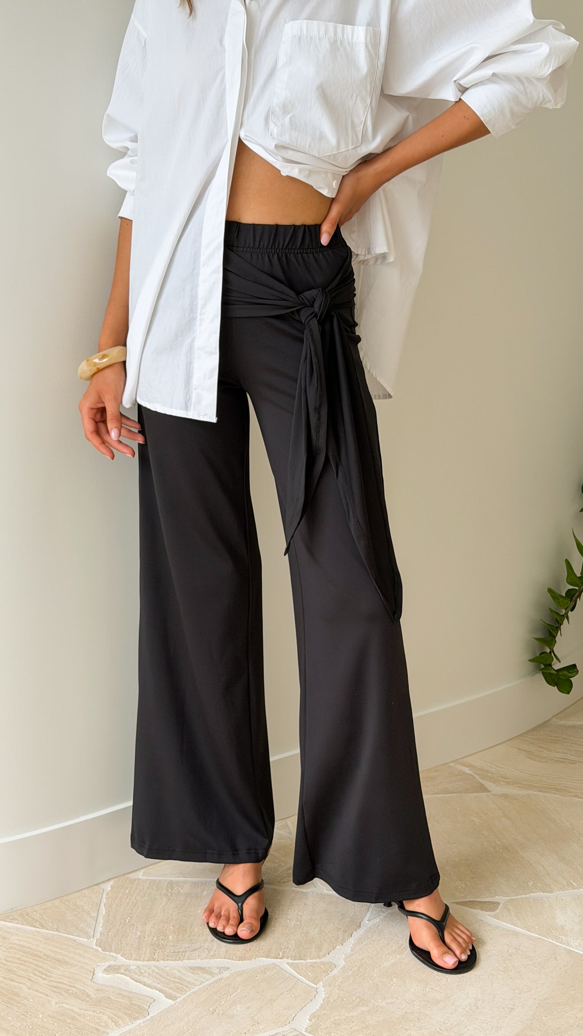 Sarki Wrap Waist Pants - Black - Billy J
