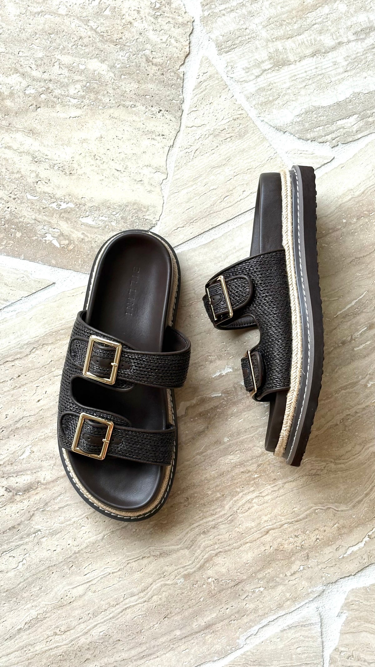 Adonis Slide - Chocolate Raffia - Billy J