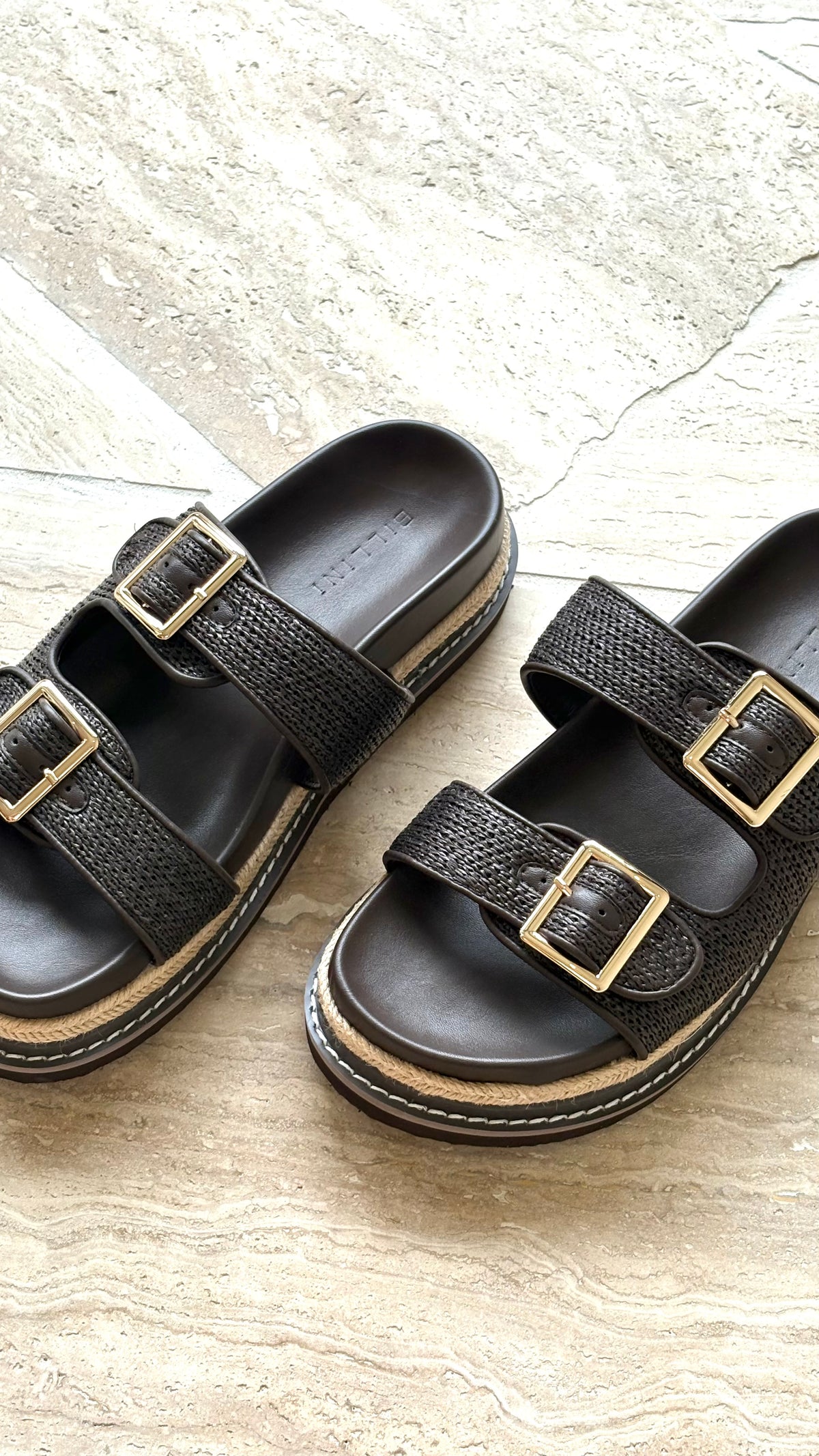 Adonis Slide - Chocolate Raffia - Billy J