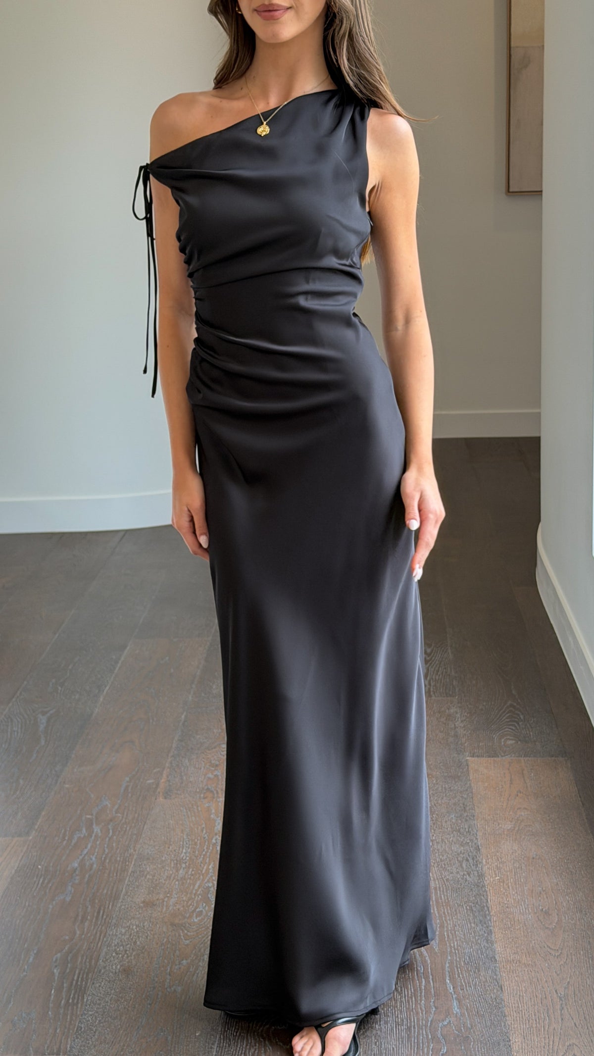 Sabrina One Shoulder Maxi Dress - Black - Billy J