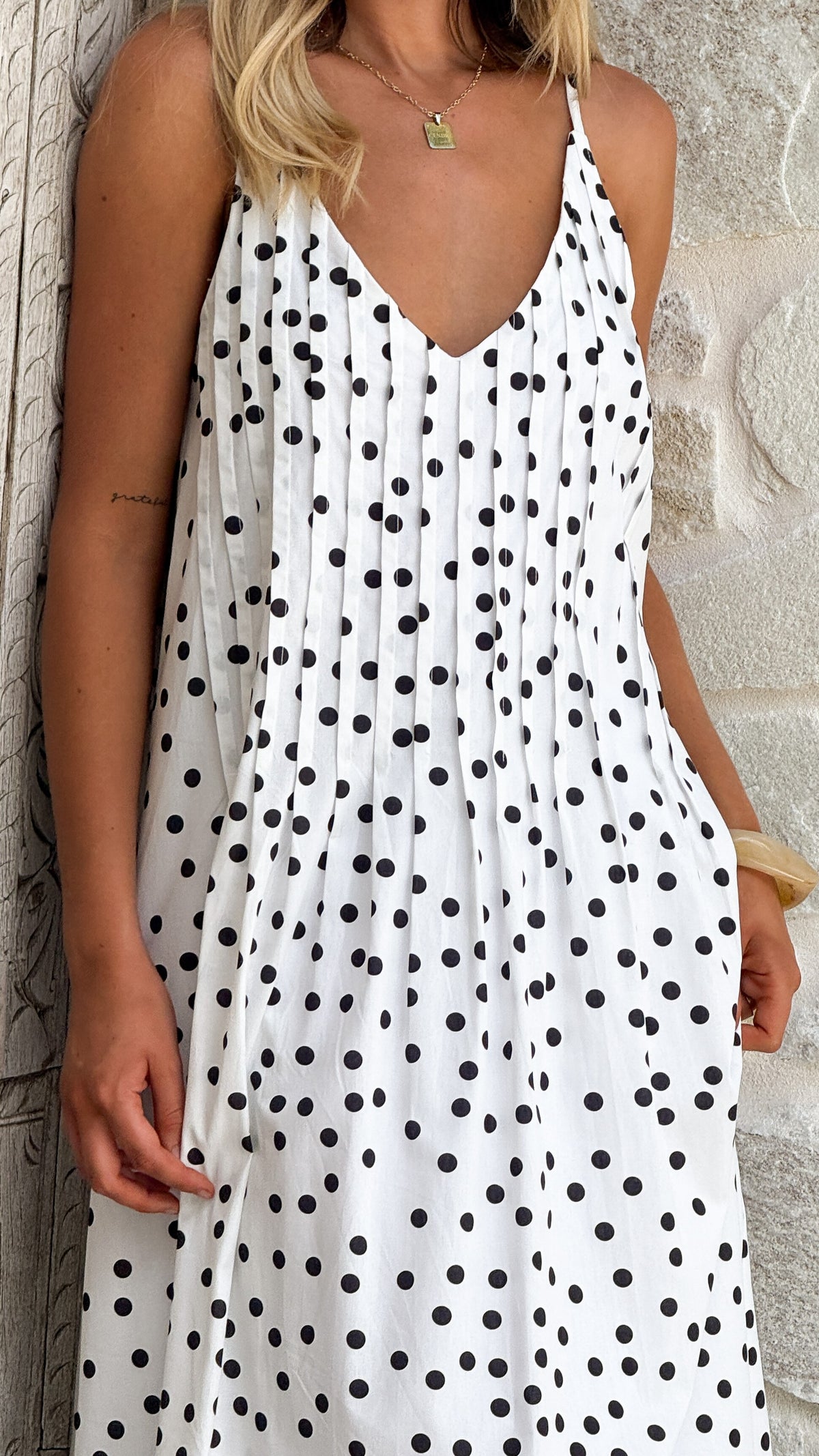 Dimmi Maxi Dress - White/Black Polka - Billy J