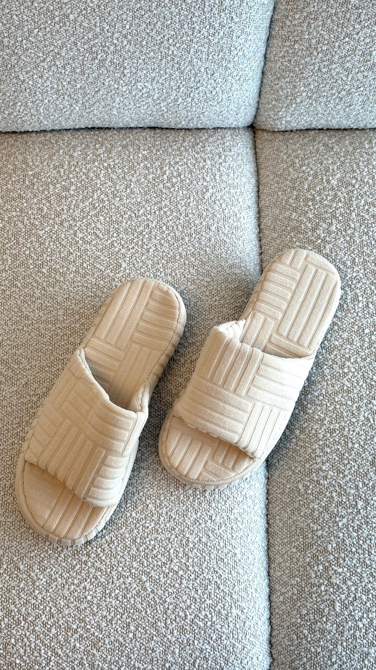 Terry Towelling Slippers - Cream - Billy J