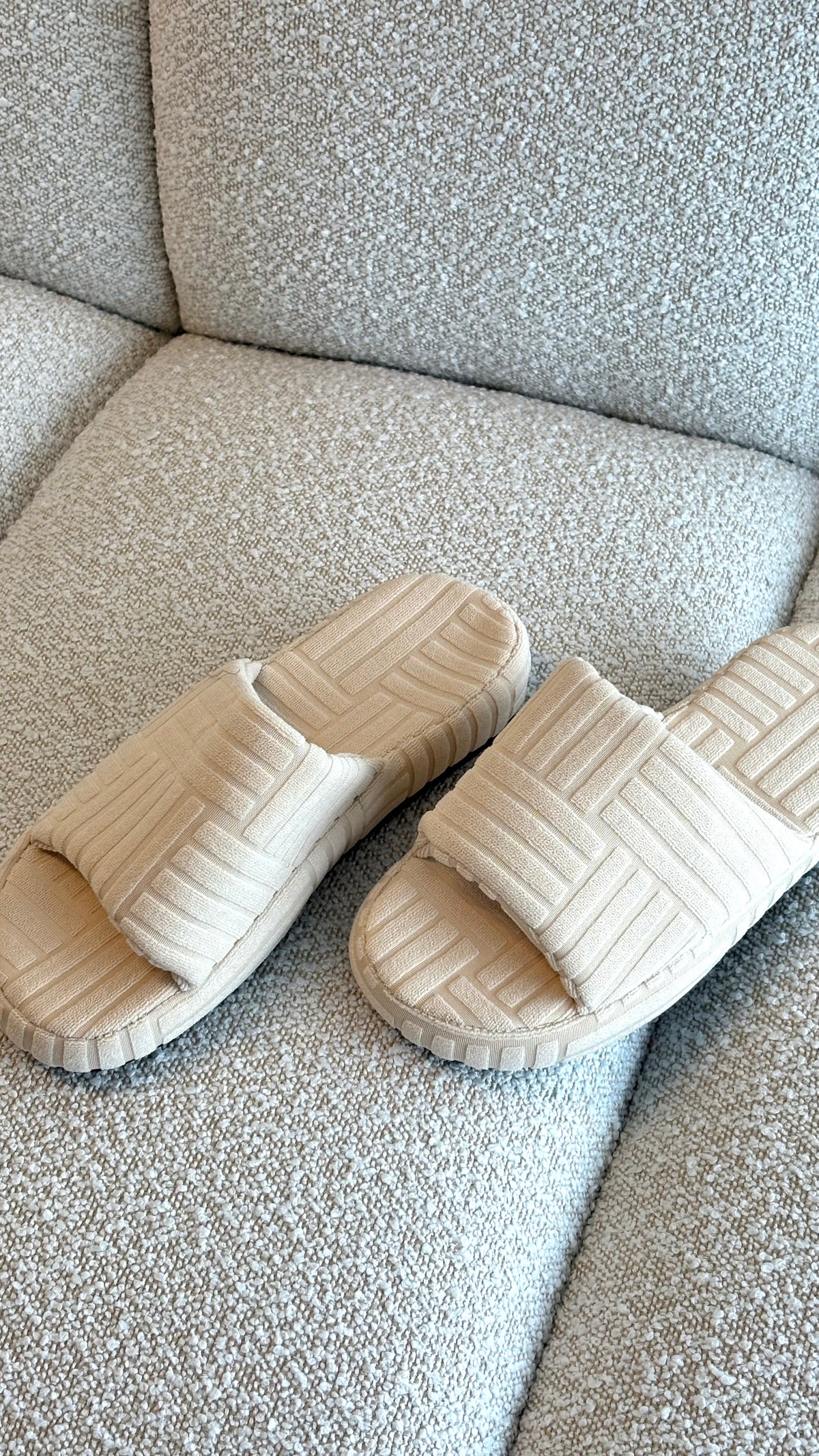 Terry Towelling Slippers - Cream - Billy J
