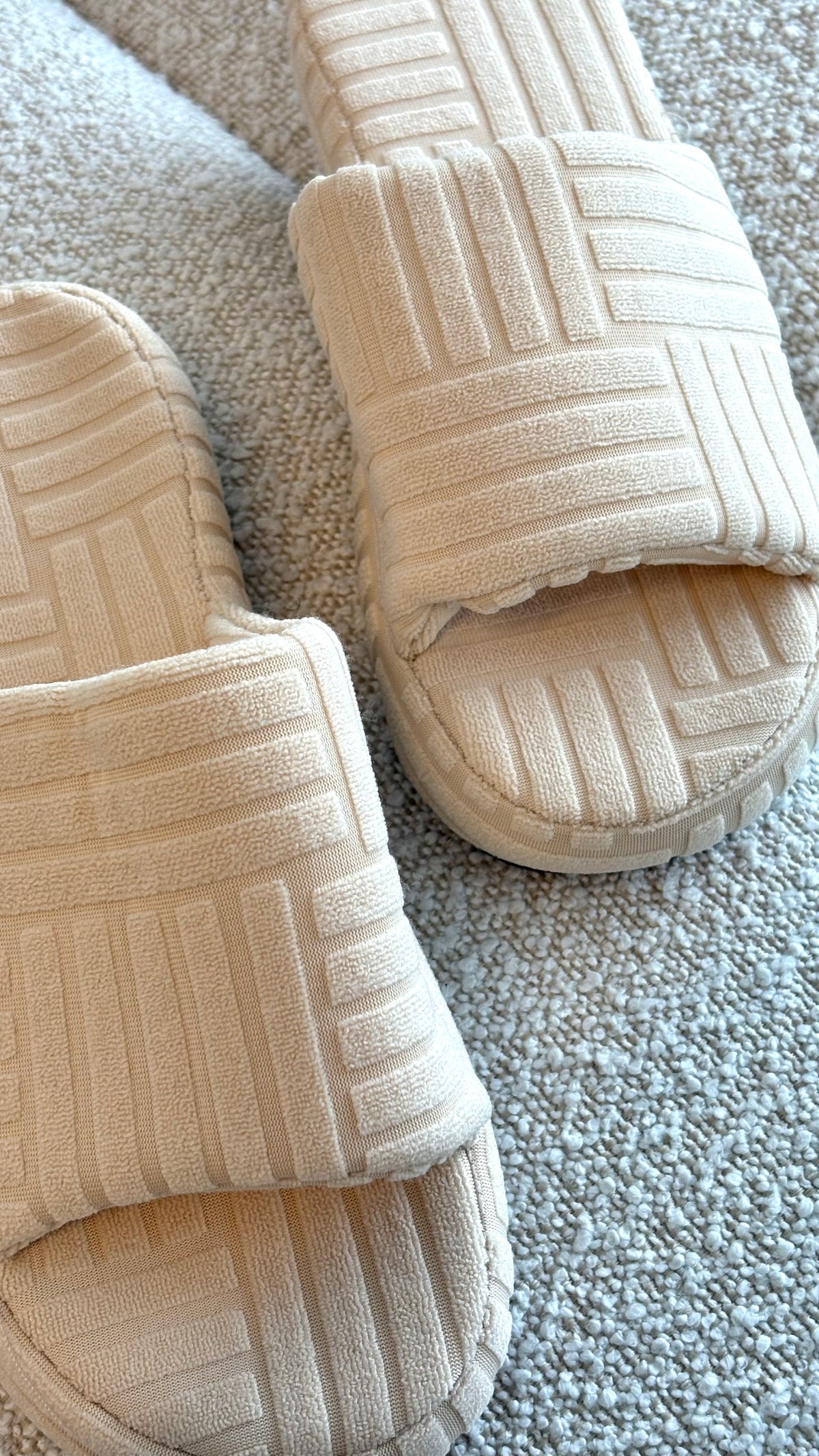 Terry Towelling Slippers - Cream - Billy J