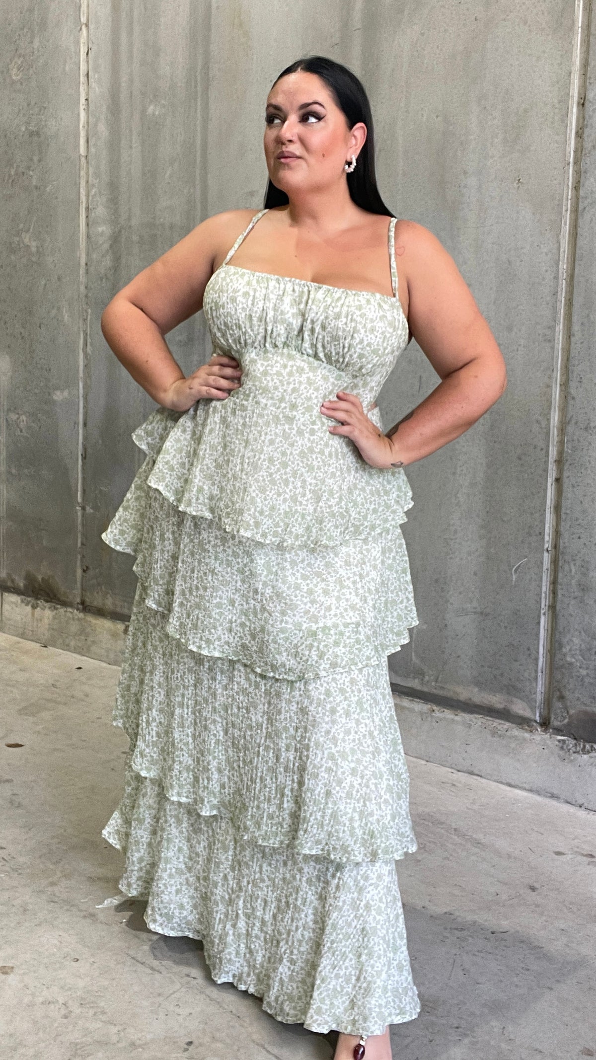 fitted lace wedding dress Page Maxi Dress - Green Floral - Buy Women's Dresses