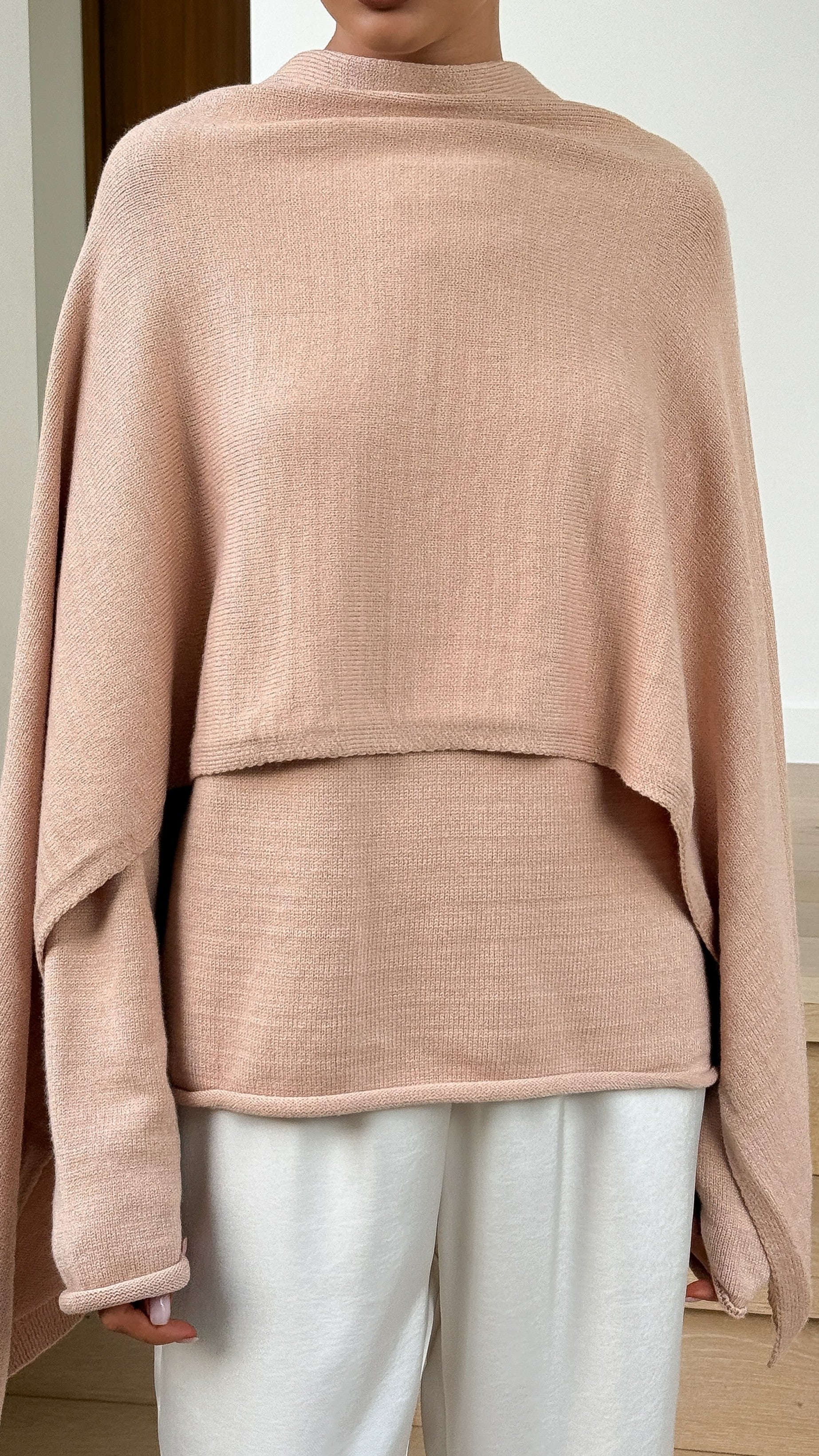 Jazmine Knitted Sweater and Scarf - Peach - Billy J