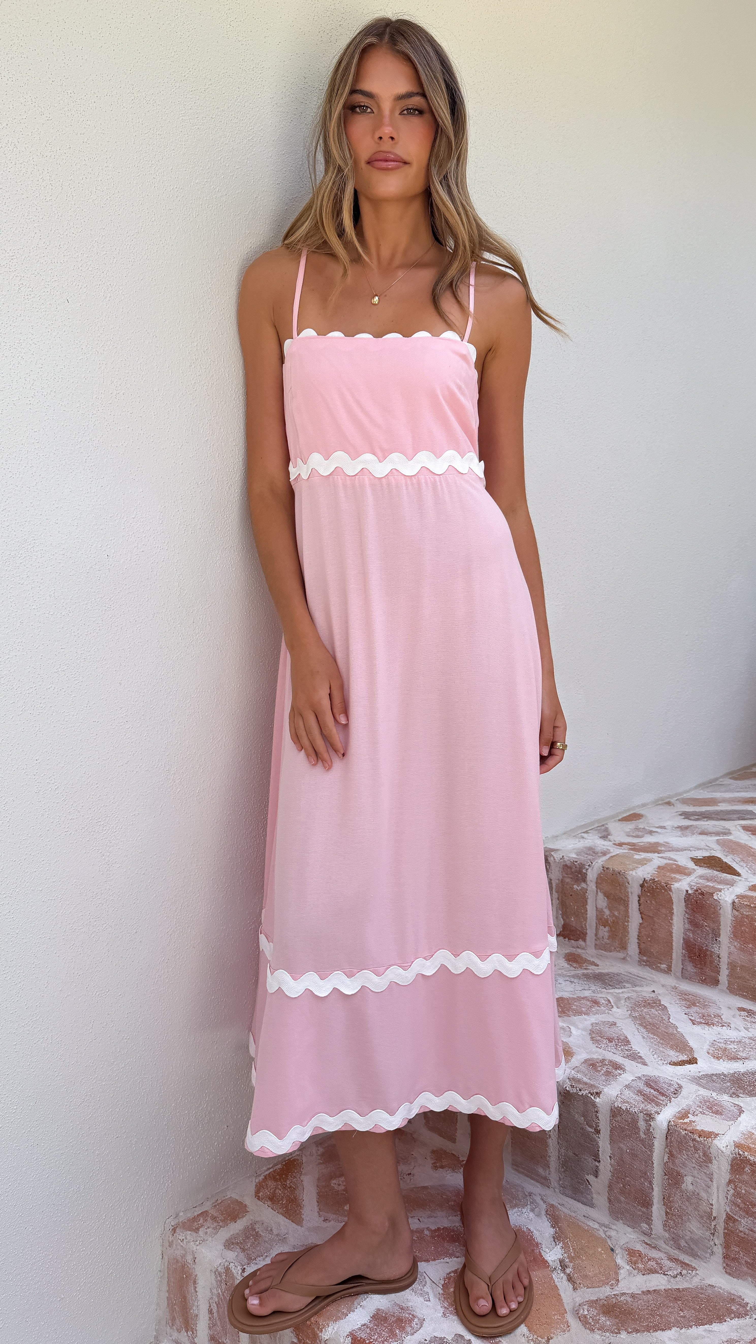 Seraphina Maxi Dress - Pink/White - Billy J
