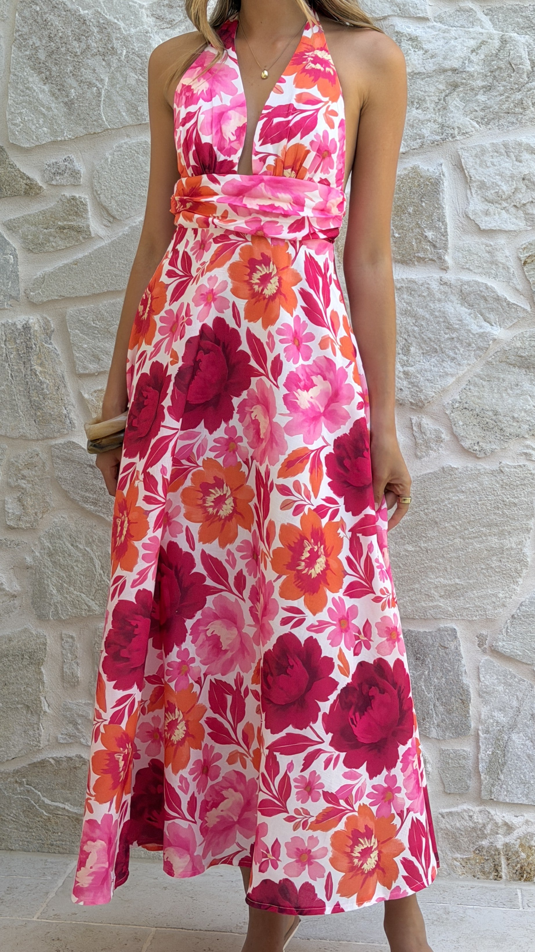 Anara Maxi Dress - Pink Floral - Billy J