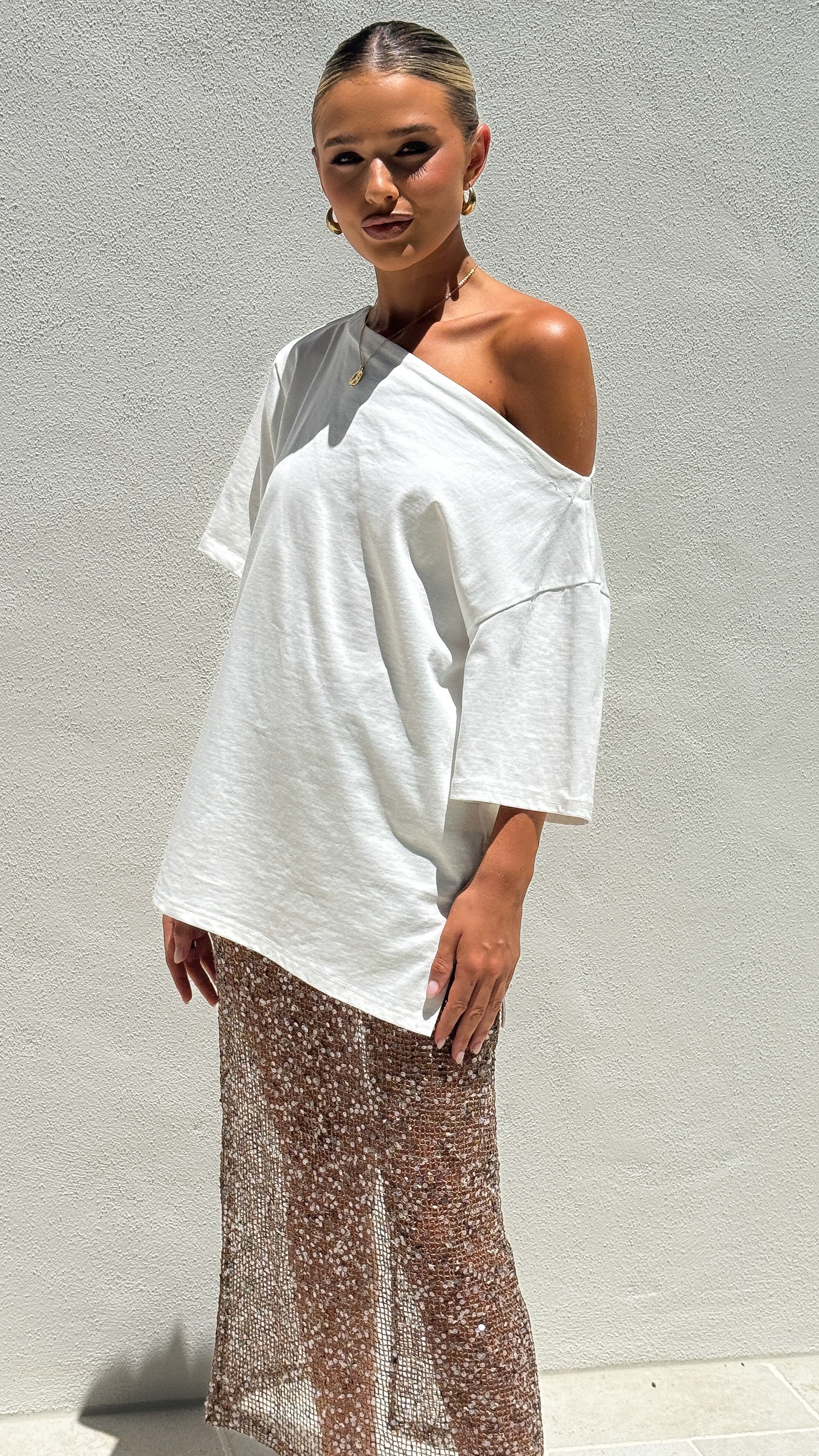 Verlo Sequins Maxi Skirt - Mocha - Billy J