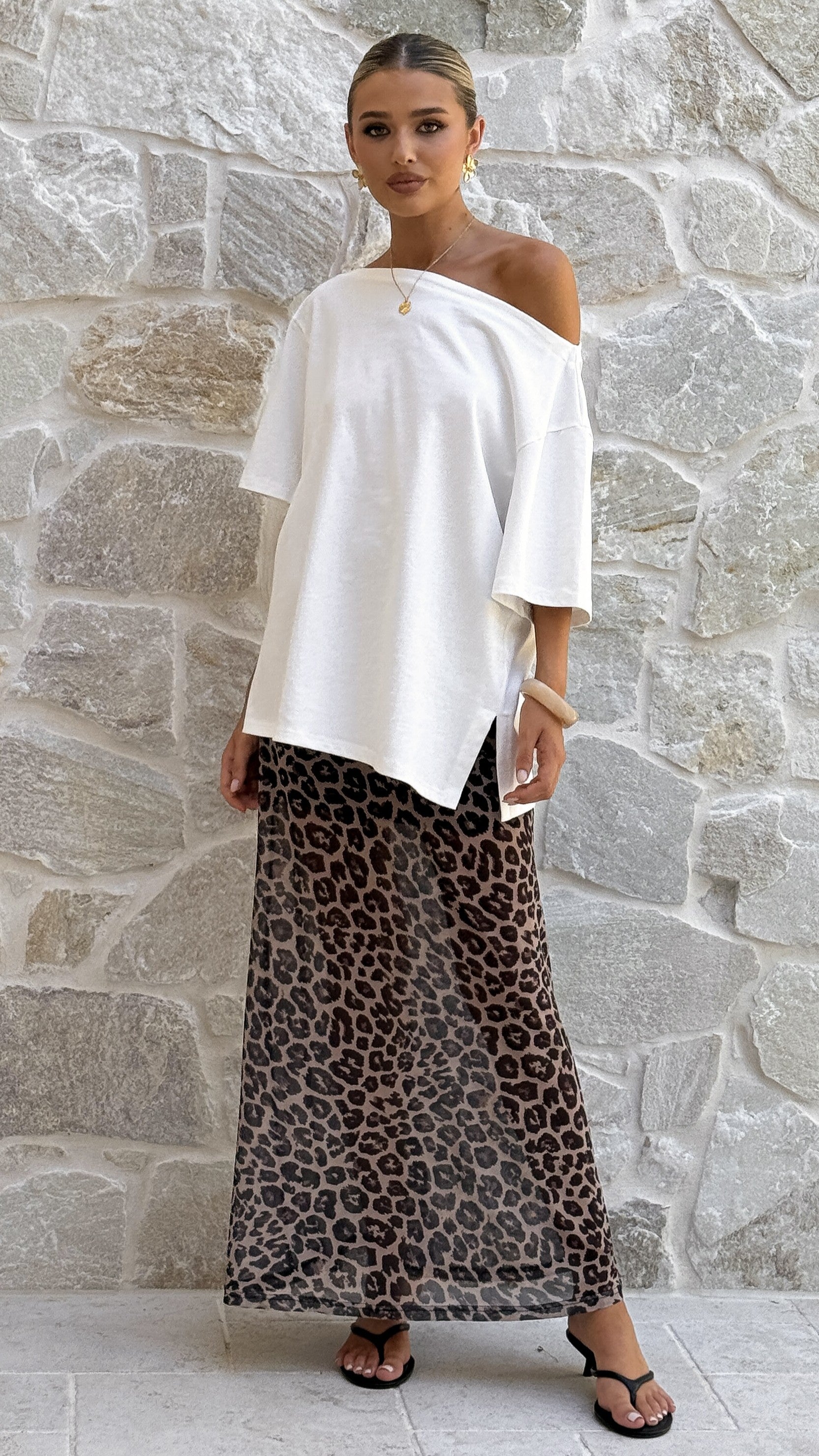 Onella Semi Sheer Maxi Skirt - Leopard Print - Billy J